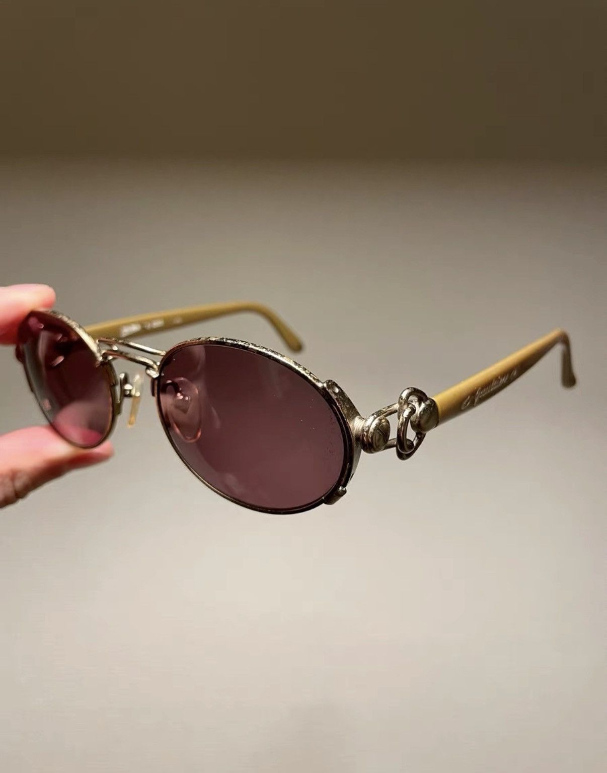 Jean Paul Gaultier JEAN PAUL GAULTIER Gold Tone Antique Sunglasses K24 Size ONE SIZE - 3 Thumbnail