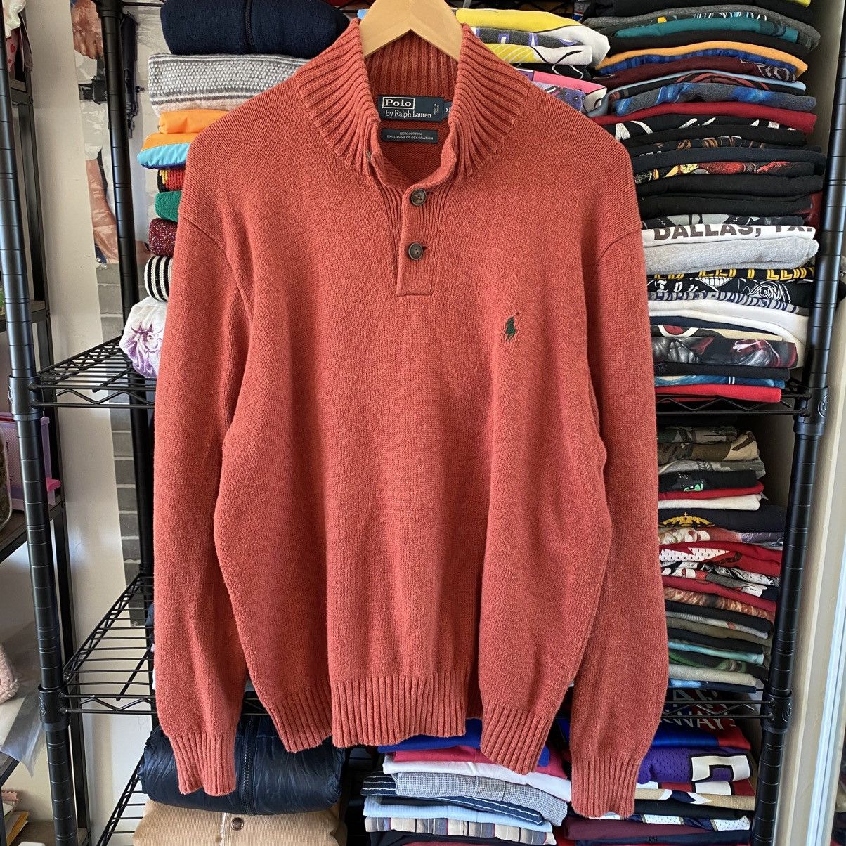 Polo Ralph Lauren Vintage Polo Ralph Lauren Mock Neck Sweater Pullover Orange Size US XL / EU 56 / 4 - 1 Thumbnail