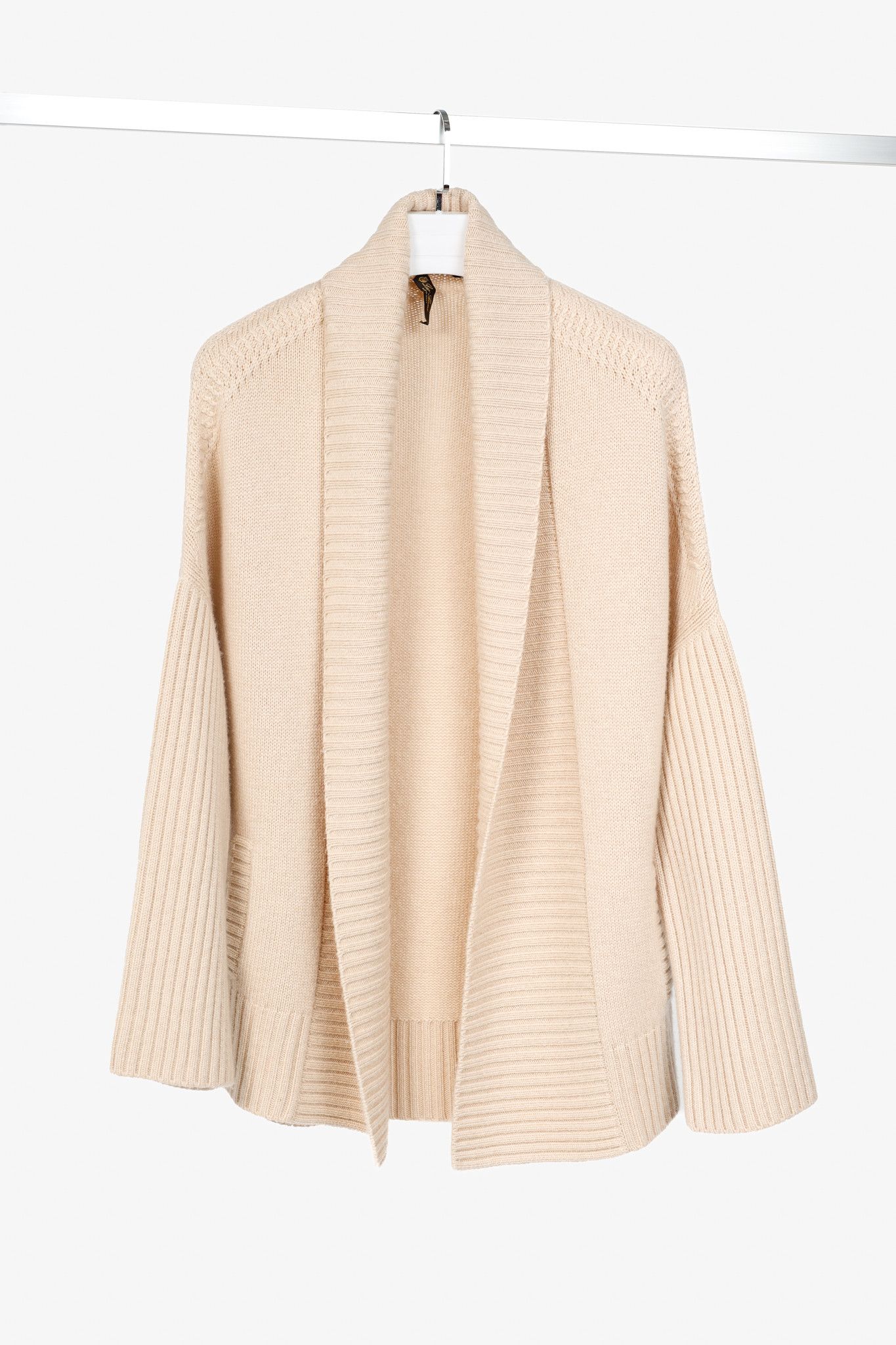 Loro Piana Loro Piana Cream Cashmere Open-Front Shawl Cardigan Size S / US 4 / IT 40 - 1 Thumbnail