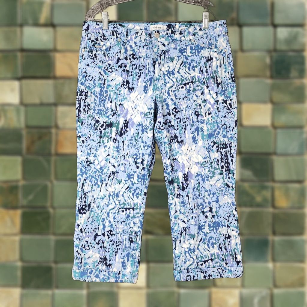 Nine West Nine West Chrystie Womens Blue Patterned Jean Capris Size 14 Jeans Capris Womens Blue 14 Nine West Chrystie Patterned Jeans Capris Size 36" / US 14 / IT 50 - 1 Thumbnail
