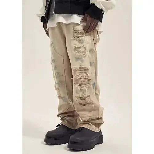 Designer × Japanese Brand × Vintage carpenter baggy ripped damaged pants Size US 32 / EU 48 - 1 Thumbnail