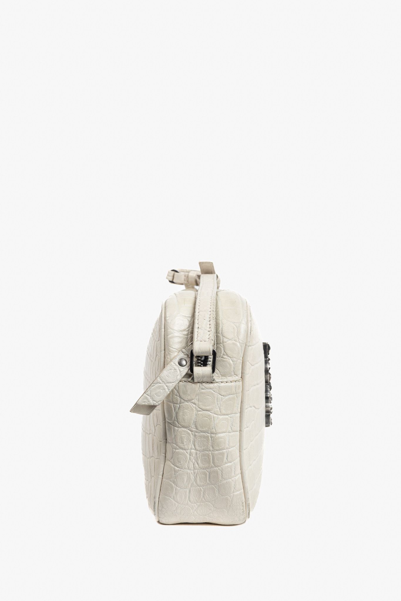 Saint Laurent Paris Saint Laurent Lou Camera White Croc-Embossed Crossbody Size ONE SIZE - 3 Thumbnail