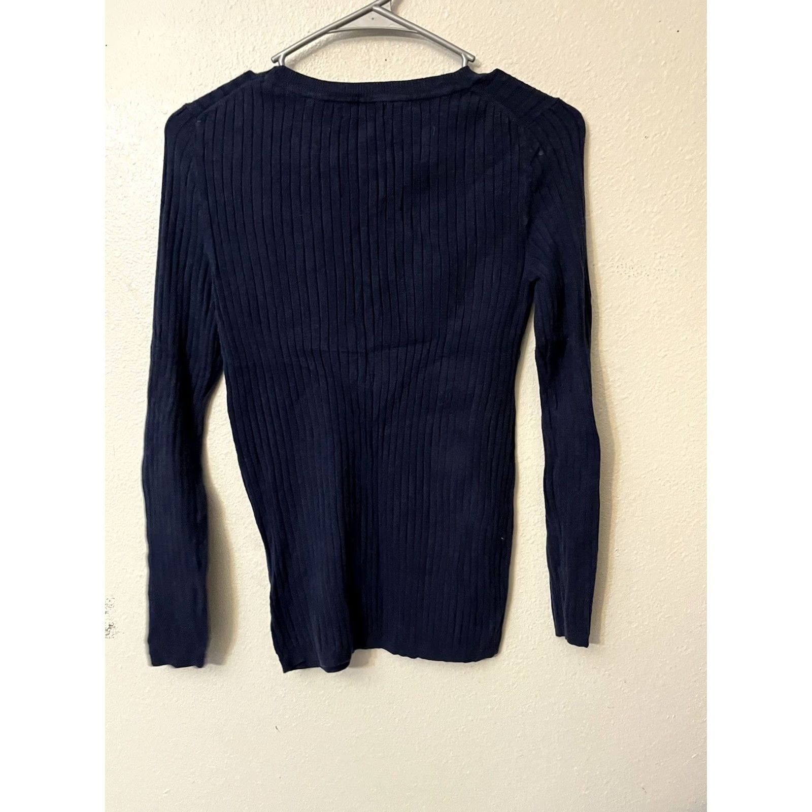 Gap GAP Women's Round Neck Solid Sweater Small Navy Blue Ribbed Size S / US 4 / IT 40 - 3 Thumbnail
