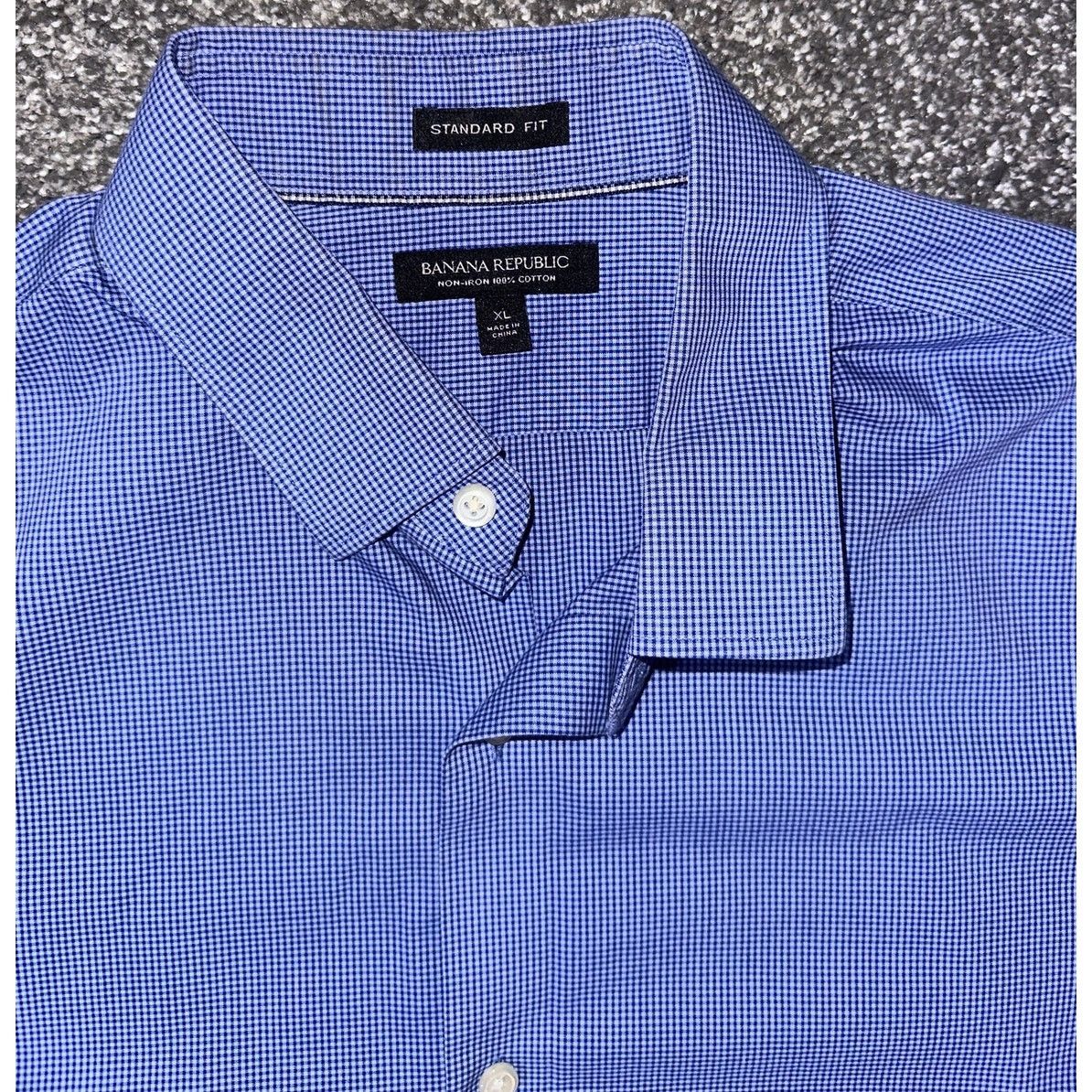 Banana Republic BANANA REPUBLIC Button Blue Check Long Sleeve Dress Shirt XL Size US XL / EU 56 / 4 - 2 Thumbnail