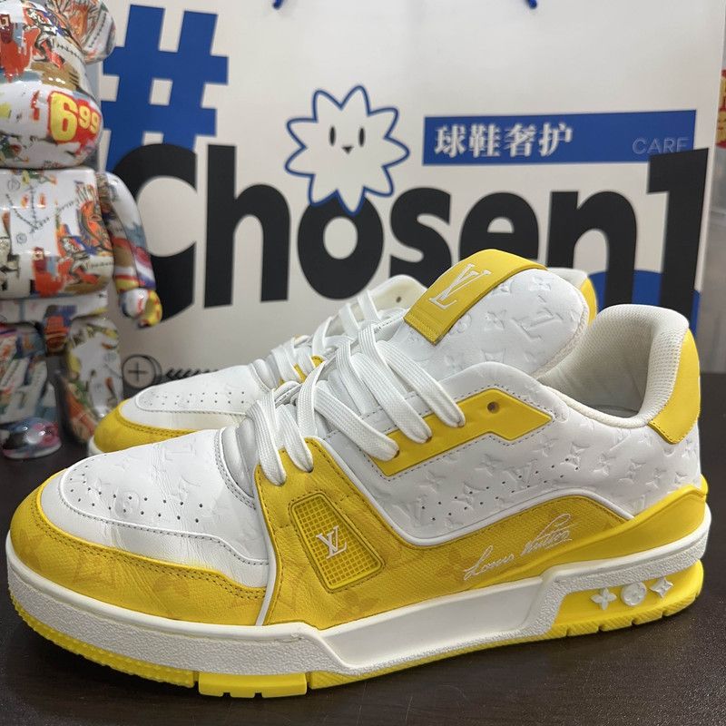 Louis Vuitton Louis Vuitton Trainer Low Tops in White and Yellow 0089 Size US 8 / EU 41 - 1 Thumbnail