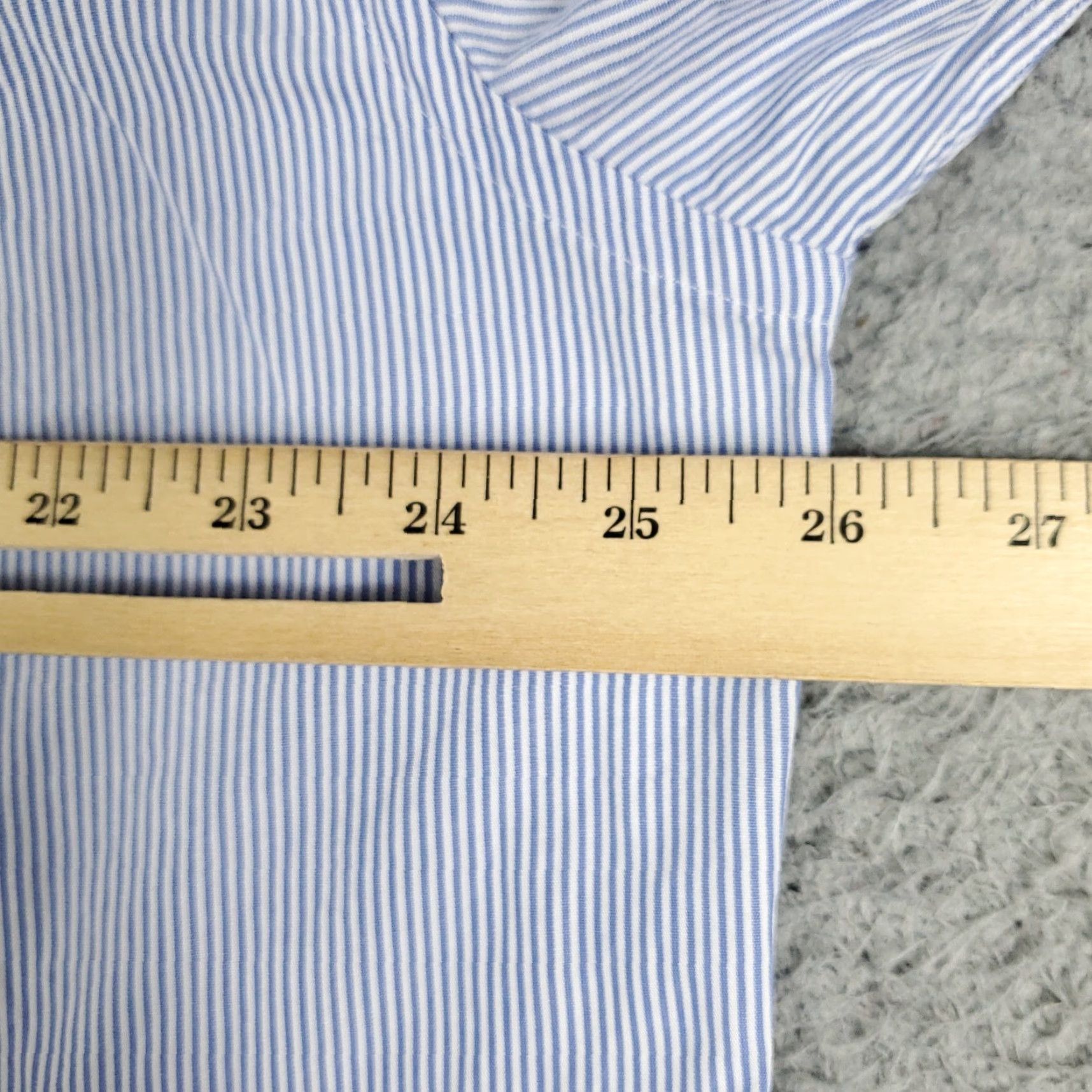 Tommy Hilfiger VINTAGE Tommy Hilfiger Shirt Mens 17.5 Blue Striped Dress Button Up Long Sleeve Adult Medium Blue | 17.5 in Neck | Classic Preppy Style Mens Size 46R - 5 Thumbnail