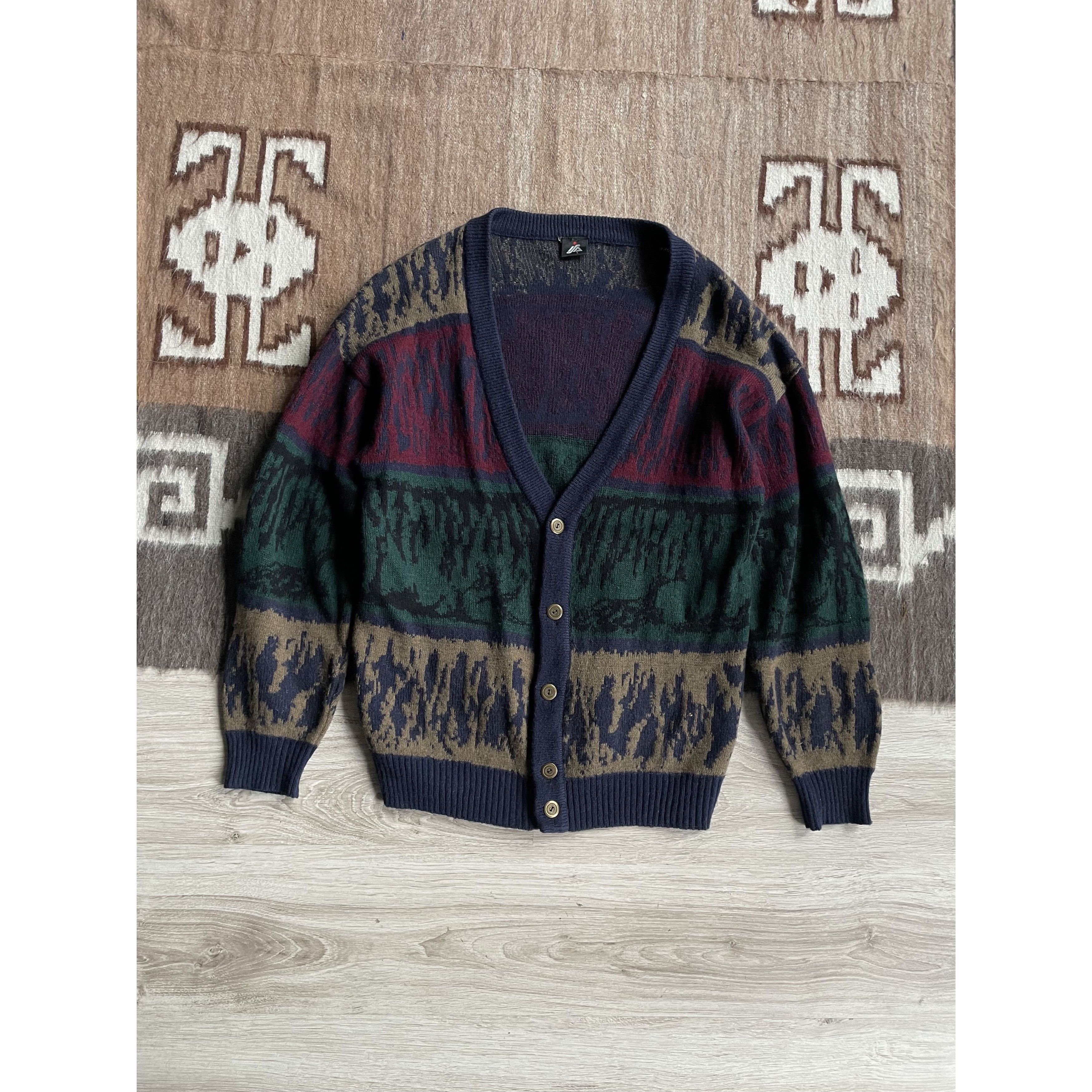 Vintage Vintage Knitted Alpaca Wool Ugly Sweater Cardigan 8049AC Size US L / EU 52-54 / 3 - 2 Thumbnail