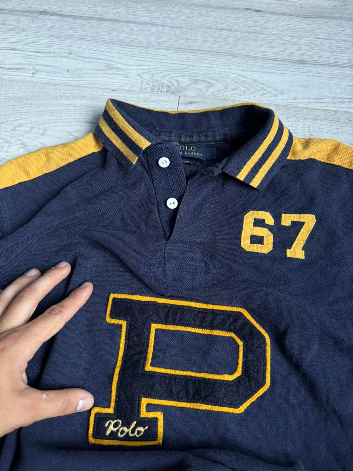 Polo Ralph Lauren × Vintage Vintage Polo Ralph Lauren Rugby Shirt polo 67 logo Size US L / EU 52-54 / 3 - 3 Thumbnail