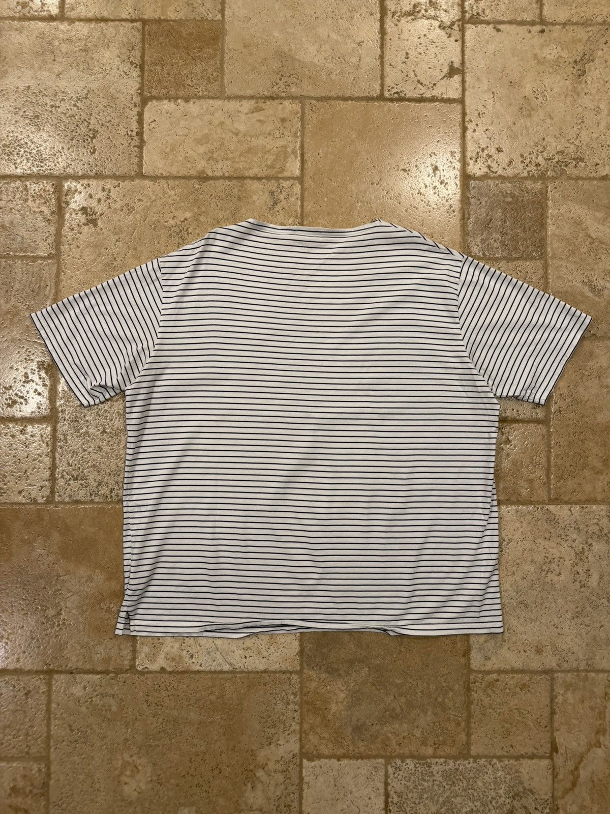 Prada Prada Striped Navy White Cotton Triangle Logo T-Shirt Size US XXL / EU 58 / 5 - 11 Thumbnail
