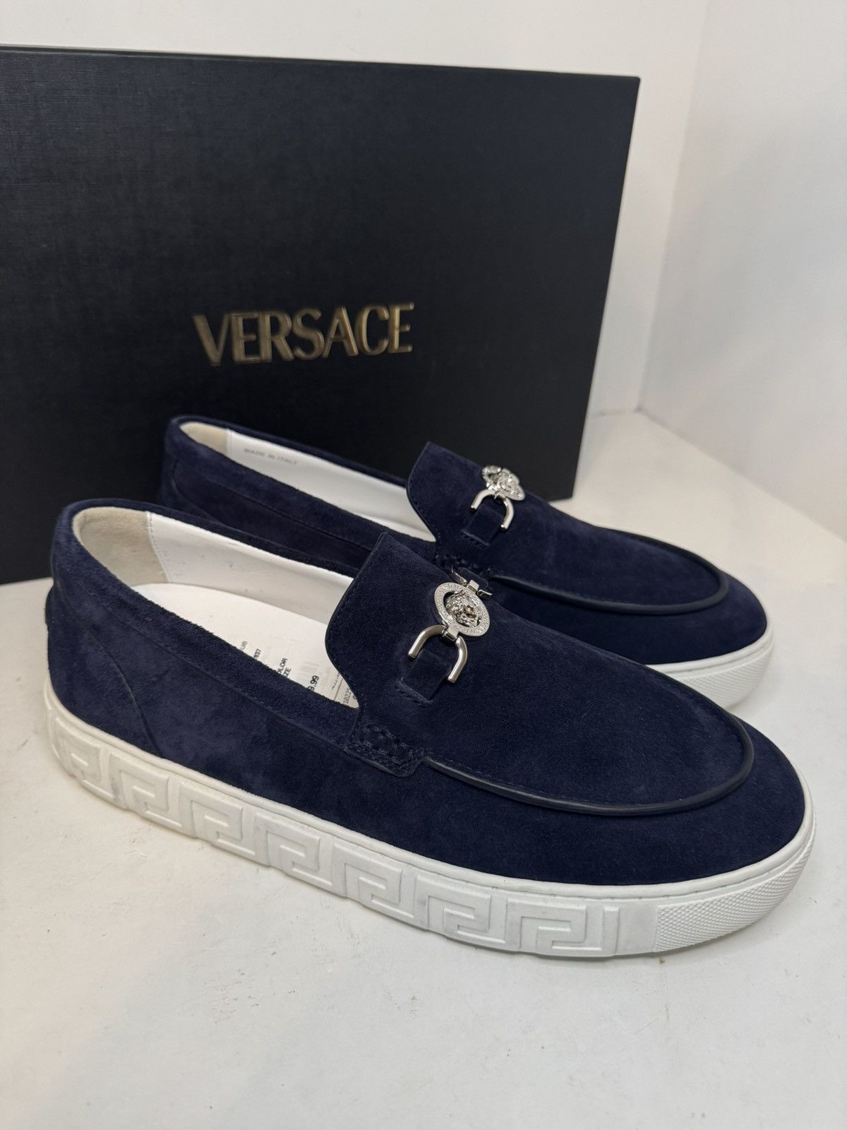 Versace Medusa MEDUSA \'95 SUEDE GRECA LOAFERS Blue Size 9 Versace Versace MEDUSA  main image 2