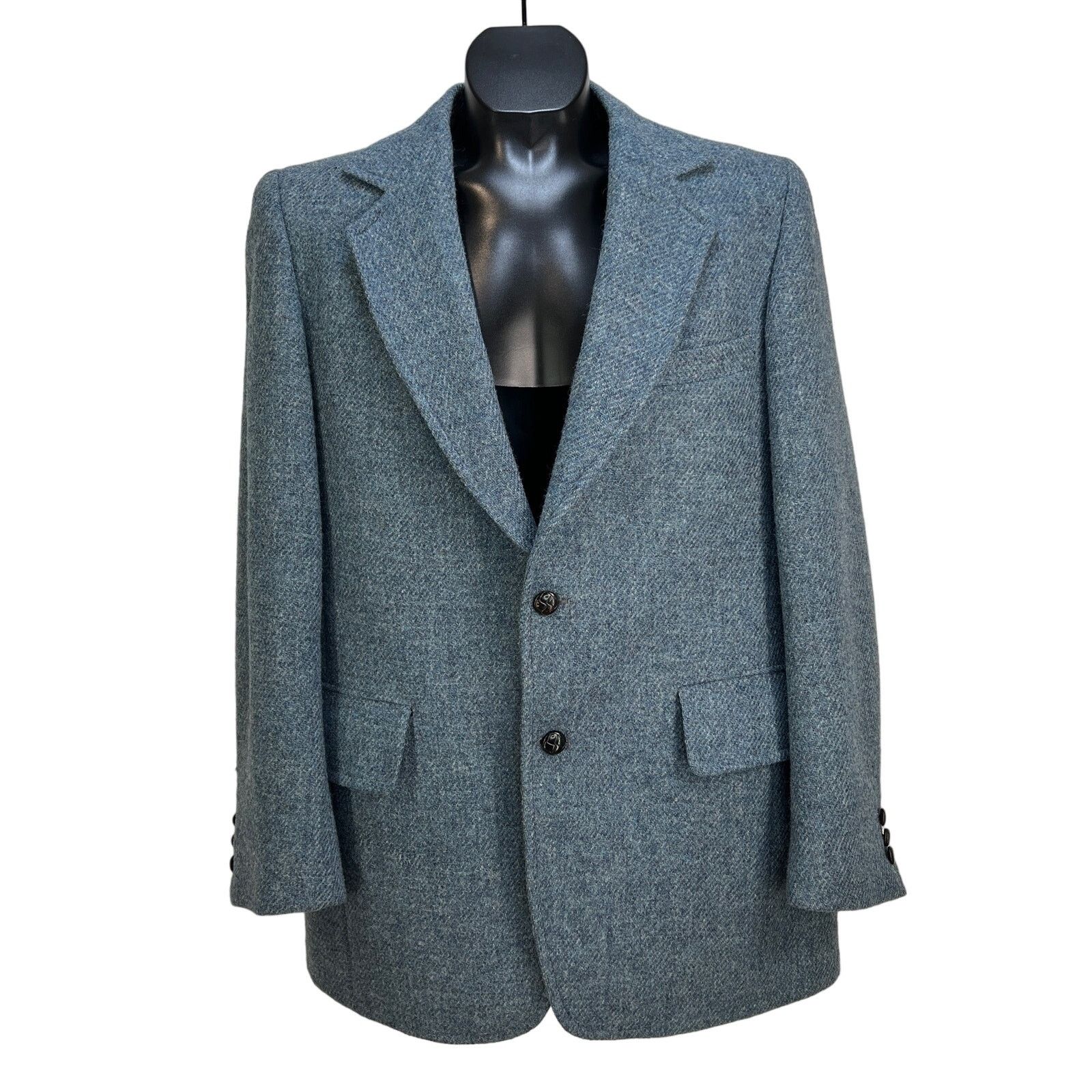 Harris Tweed × Vintage Harris Tweed Blue Wool Blazer Single Breasted 2 Button Size 42R - 1 Thumbnail
