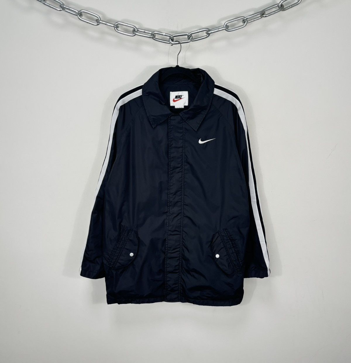 Nike Vintage 90s Nike Y2K Swoosh Retro Hype Full Zip Nylon Jacket Size US L / EU 52-54 / 3 - 1 Thumbnail