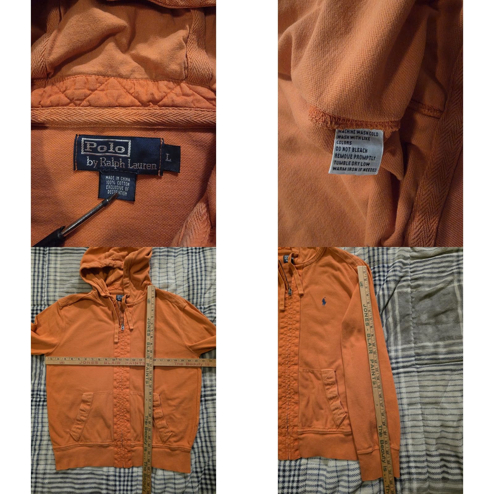 Polo Ralph Lauren VINTAGE Polo Ralph Lauren Full Zip Hoodie Orange Men's Large Shirt Size US L / EU 52-54 / 3 - 8 Thumbnail