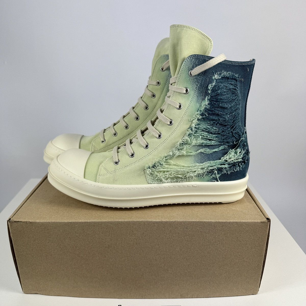 Rick Owens Drkshdw DISTRESSED DEGRADE HIGH TOP SNEAKERS Size US 12 / EU 45 - 5 Thumbnail