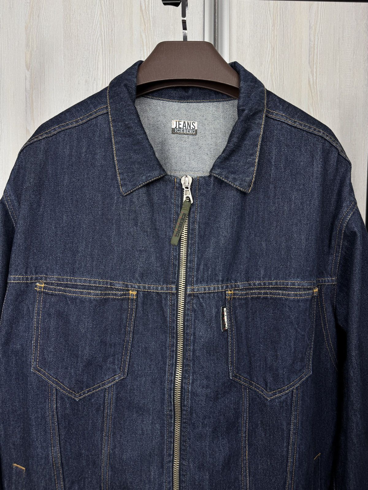 Iceberg Iceberg Jeans zip indigo blue big logo denim trucker jacket Size US XXL / EU 58 / 5 - 4 Thumbnail