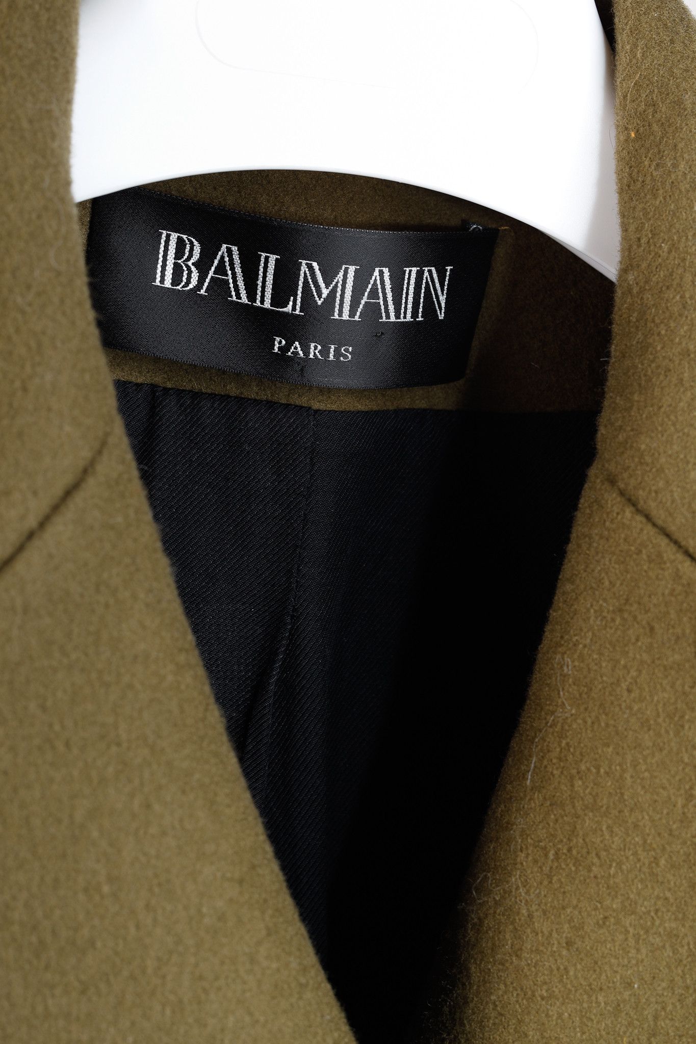 Balmain Balmain PF/14 Green Belted Double-Breasted Wool Trench Coat Size S / US 4 / IT 40 - 4 Thumbnail
