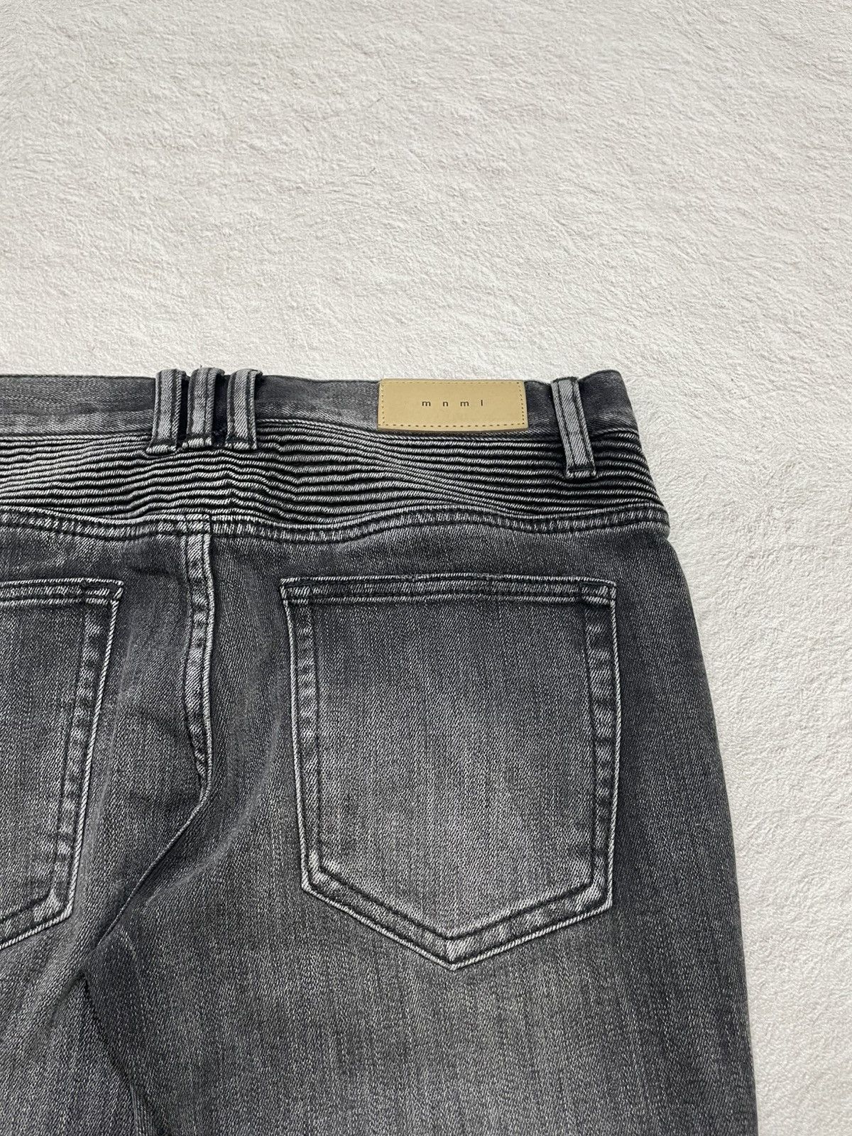 Japanese Brand Black washed biker denim jeans ribbed knee panel zipper Size US 31 - 10 Thumbnail