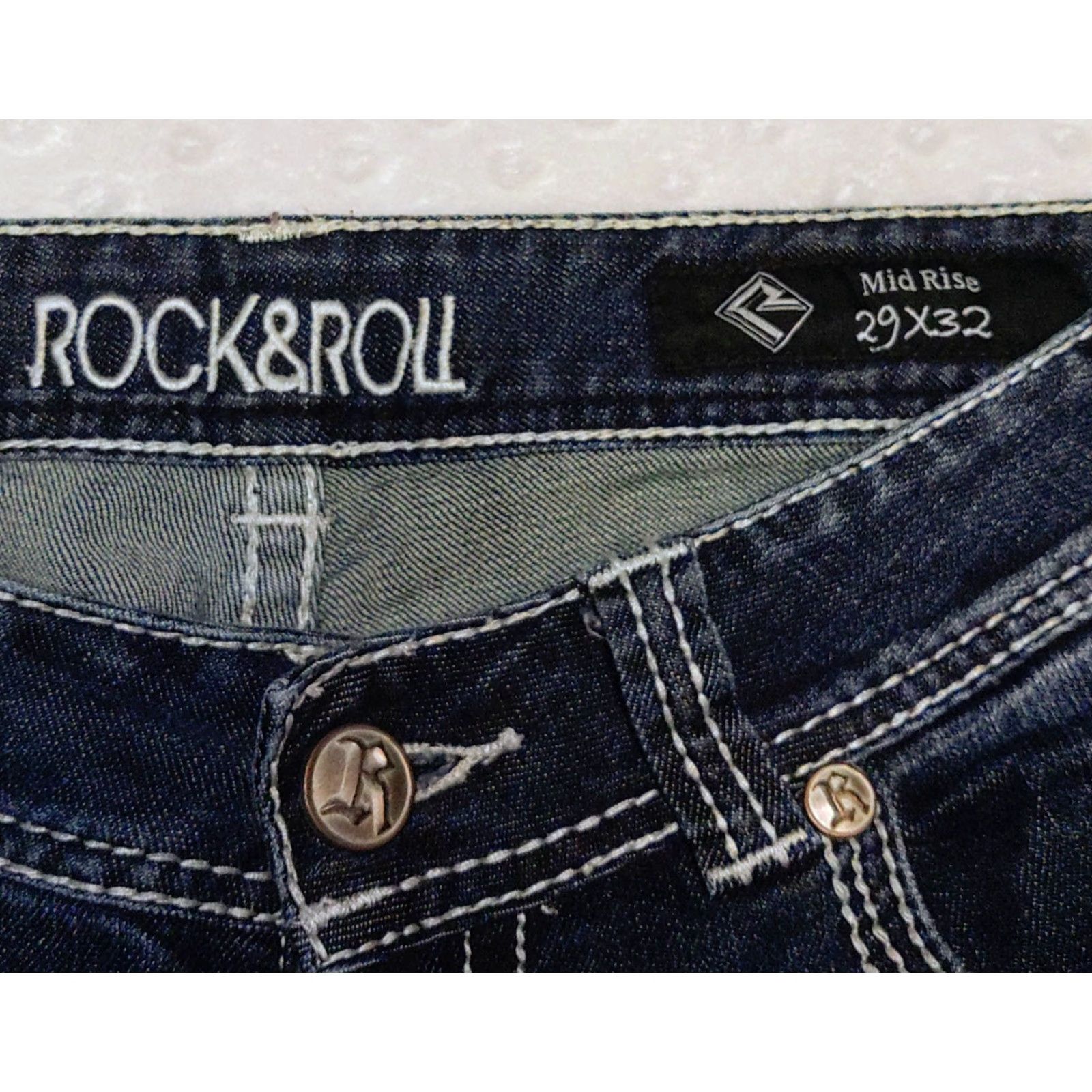 Denime Rock & Roll Cowgirl Jeans Women 29x32 Dark Wash Mid Rise Bootcut Denim Size 29" - 6 Thumbnail