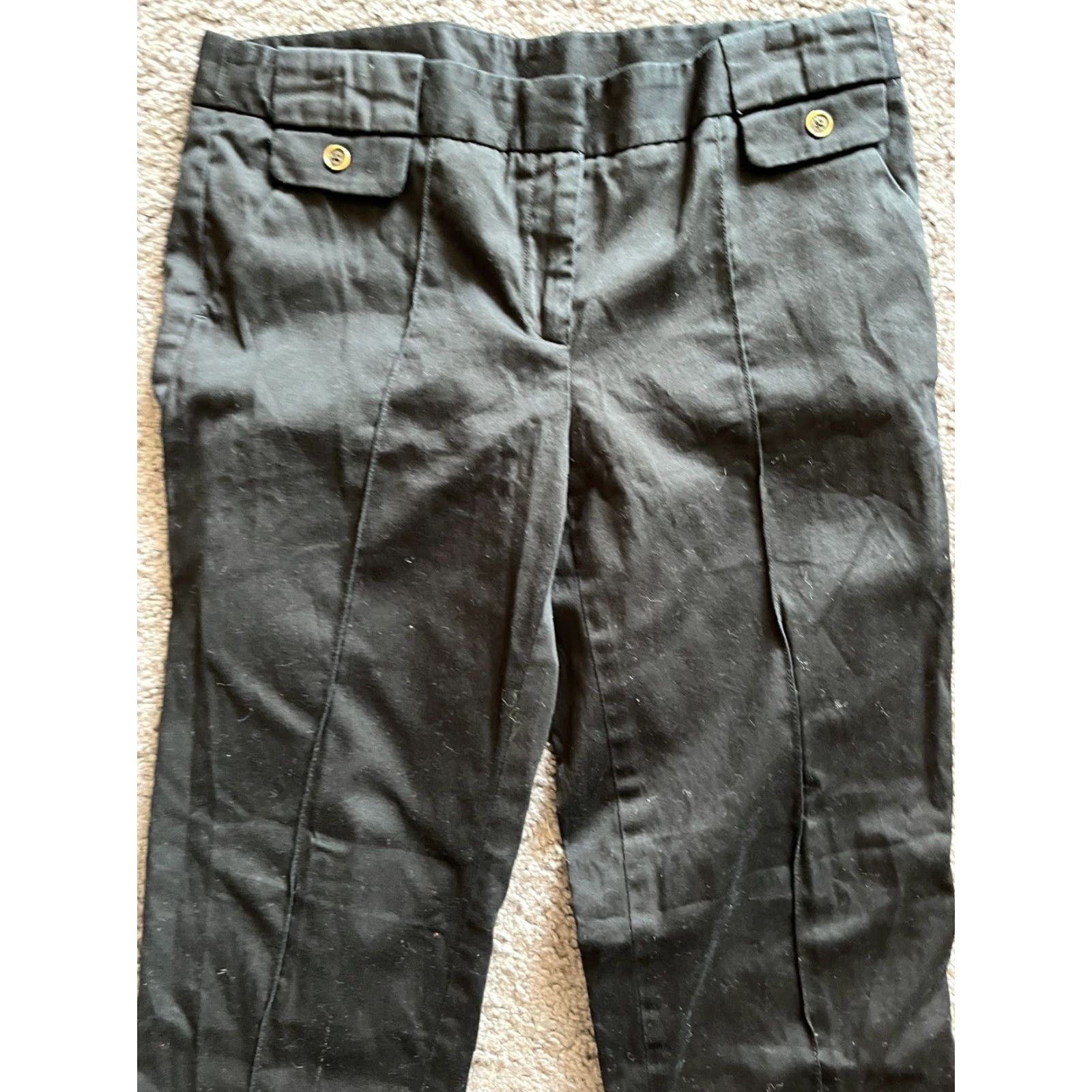 Anne Klein Anne Klein Women's Pants Size 8 Black Solid Chino Trousers Classic Regular Fit Size 30" / US 8 / IT 44 - 2 Thumbnail