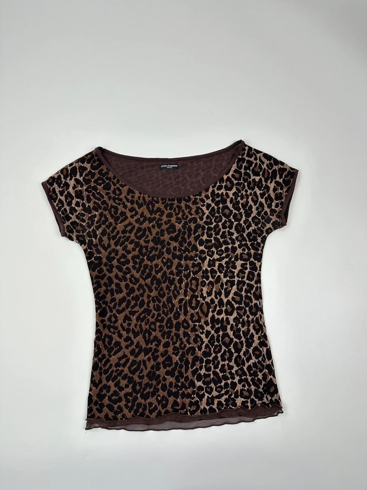 Dolce & Gabbana Dolce & Gabbana 00s Double Layer Fitted Leopard Print Tee Size S / US 4 / IT 40 - 1 Thumbnail