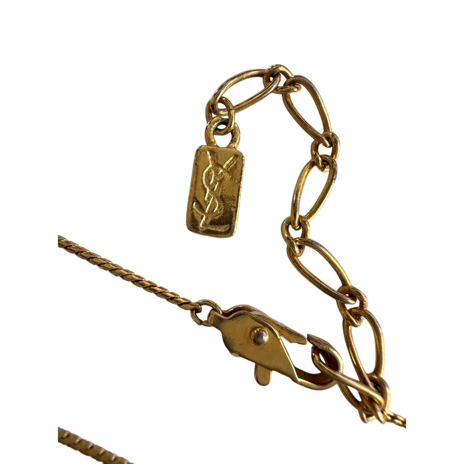 Yves Saint Laurent Yves Saint Laurent Gold and Rhinestone Bow Necklace Size ONE SIZE - 14 Thumbnail