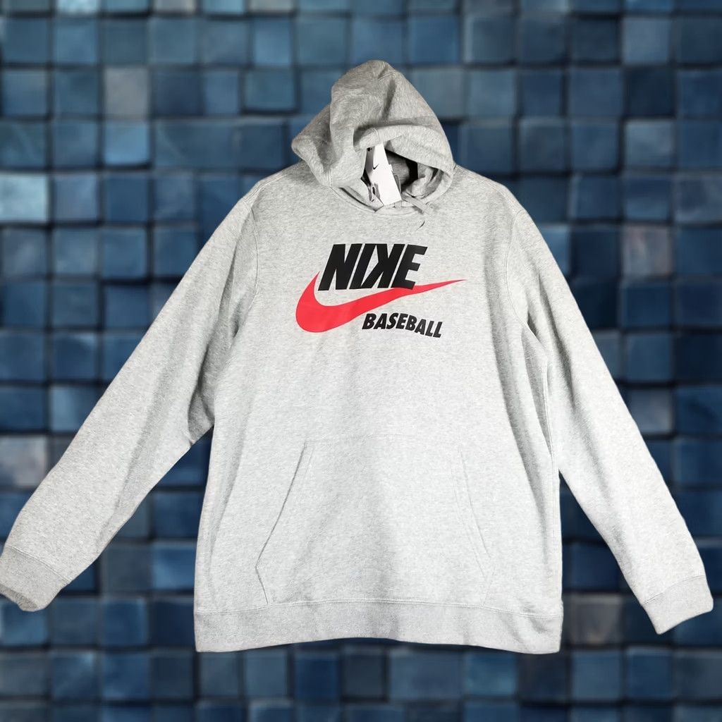 Nike Nike Hoodie Mens Large L Fleece Pullover Baseball Strikeout Swoosh Logo Kangaroo Pocket Hooded Front Pocket Casual Sportswear Avg Sized Gray Size US L / EU 52-54 / 3 - 1 Thumbnail