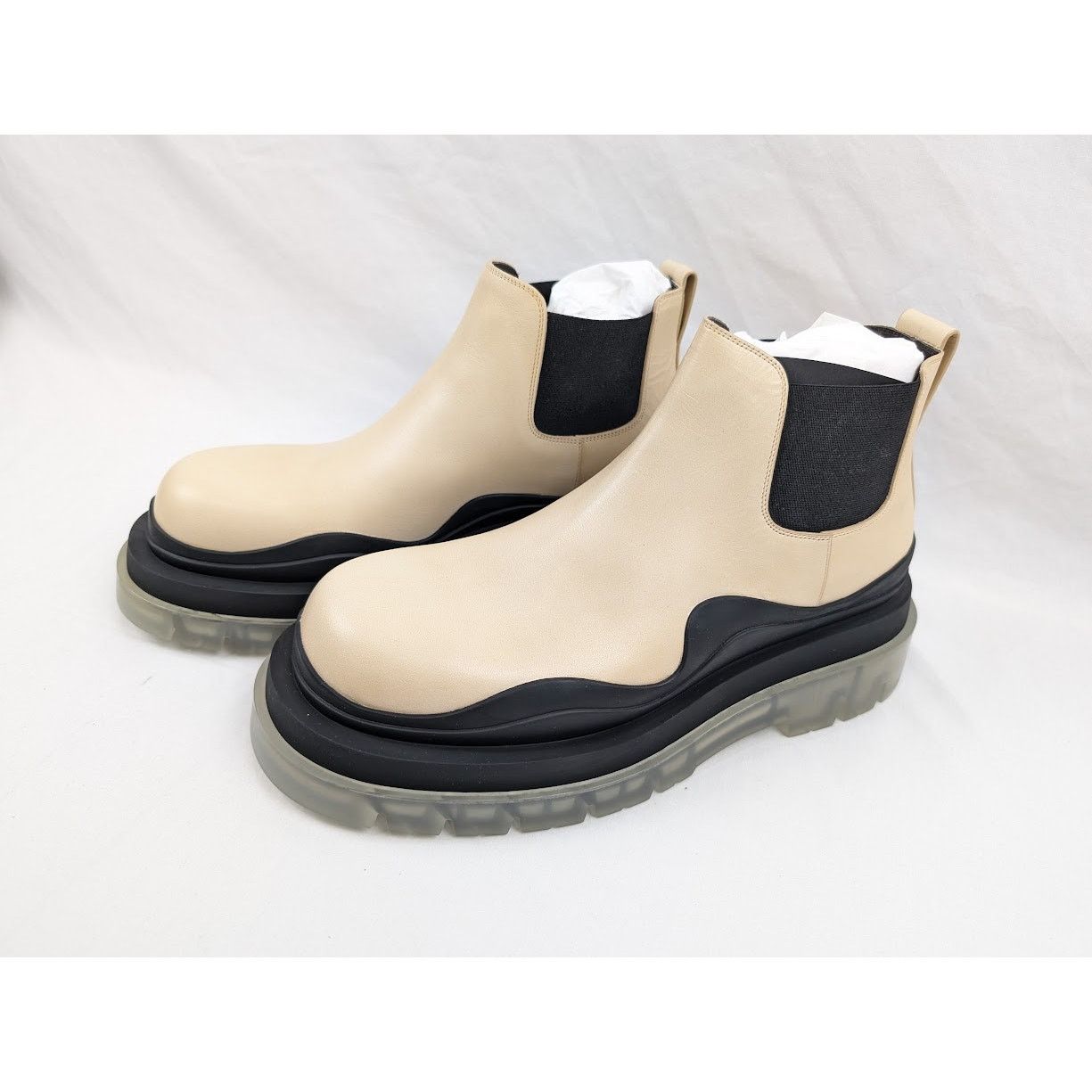 Bottega Veneta o1rshd1 Vegetal Calfskin Stiv Pel Boots in Butter/Black Size US 11 / EU 44 - 18 Thumbnail