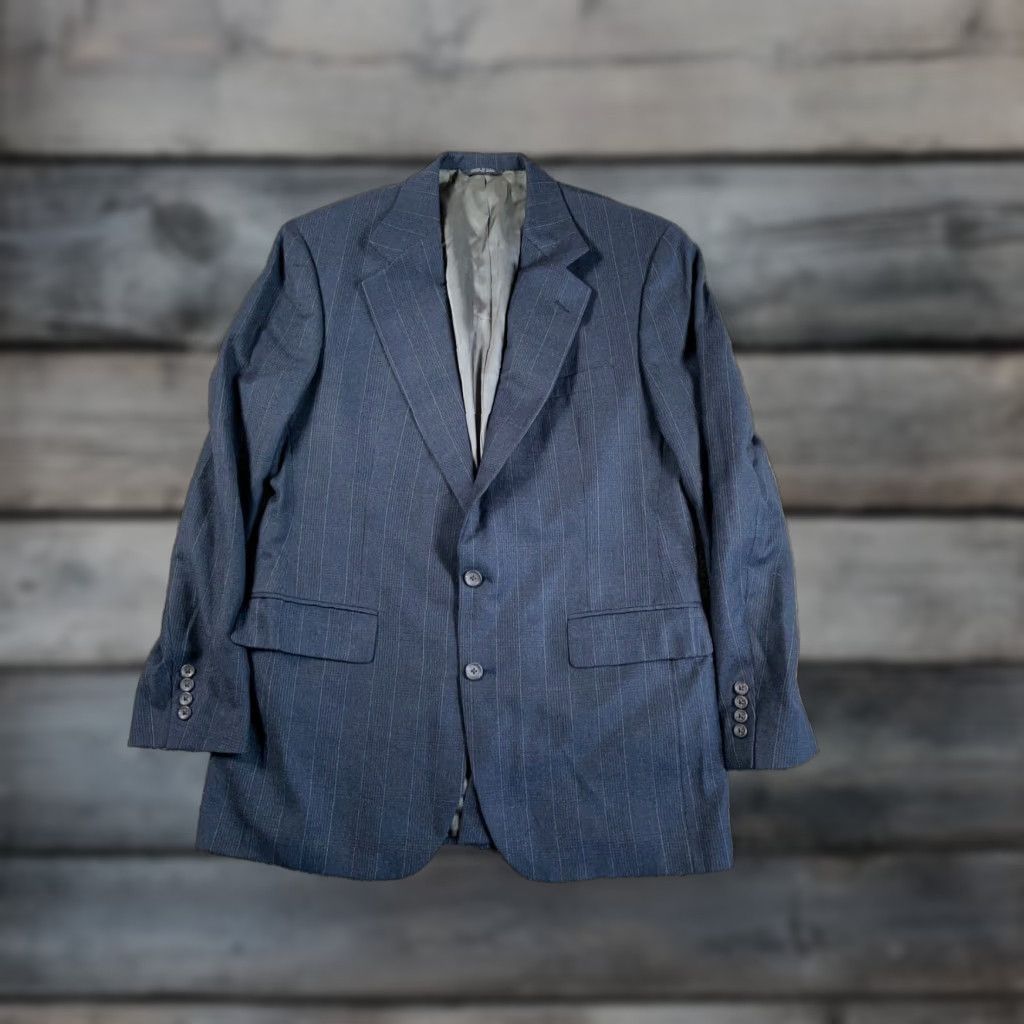 Ralph Lauren VINTAGE Ralph Lauren Chaps Wool Check 2 Button Blazer Men's 40 Dark Blue USA Size 40R - 1 Thumbnail