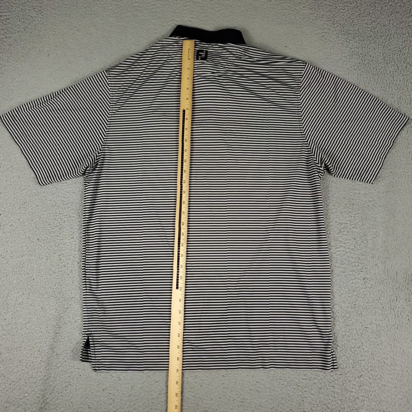Footjoy FJ Polo Shirt Mens Size L Gray Black Striped Short Sleeve Casual Golf Polo Shirt Size US L / EU 52-54 / 3 - 3 Thumbnail