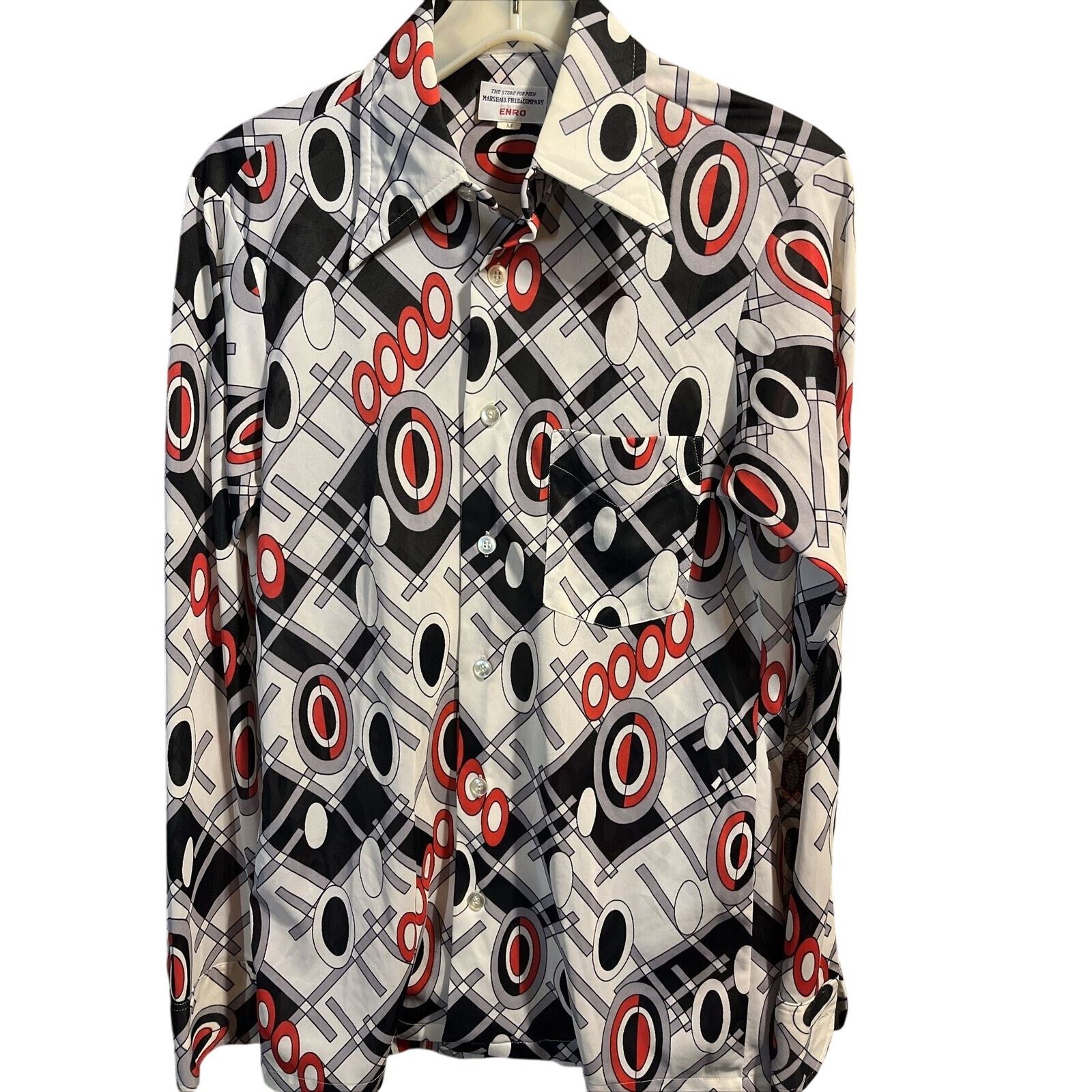 Enro Enro Vintage Men's M Gray Red Abstract LS Nylon Disco Shirt | Grailed