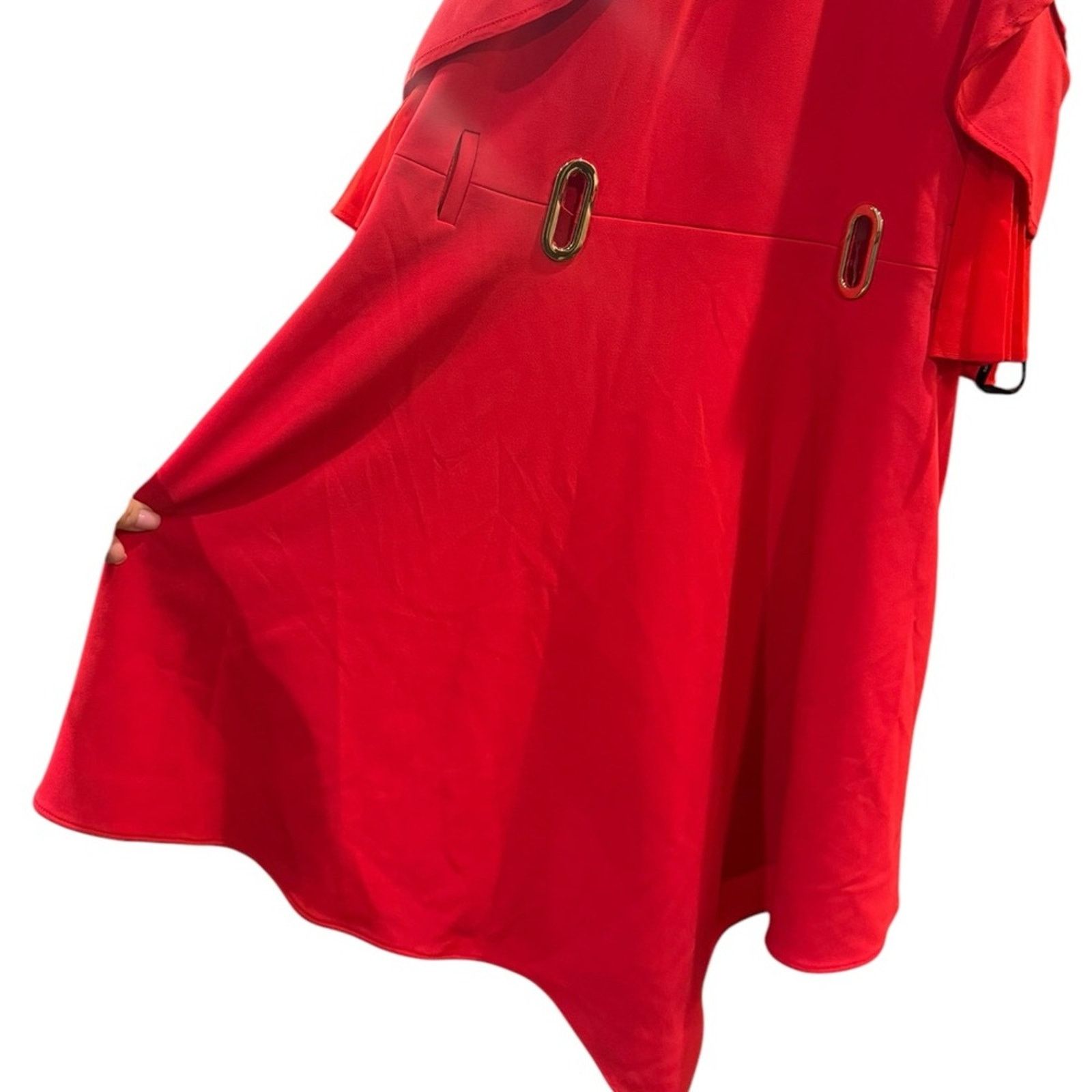 Self-Portrait Self-Portrait Asymmetrical Jersey Red Ruffled Sleeve Dress 4 Size S / US 4 / IT 40 - 10 Thumbnail
