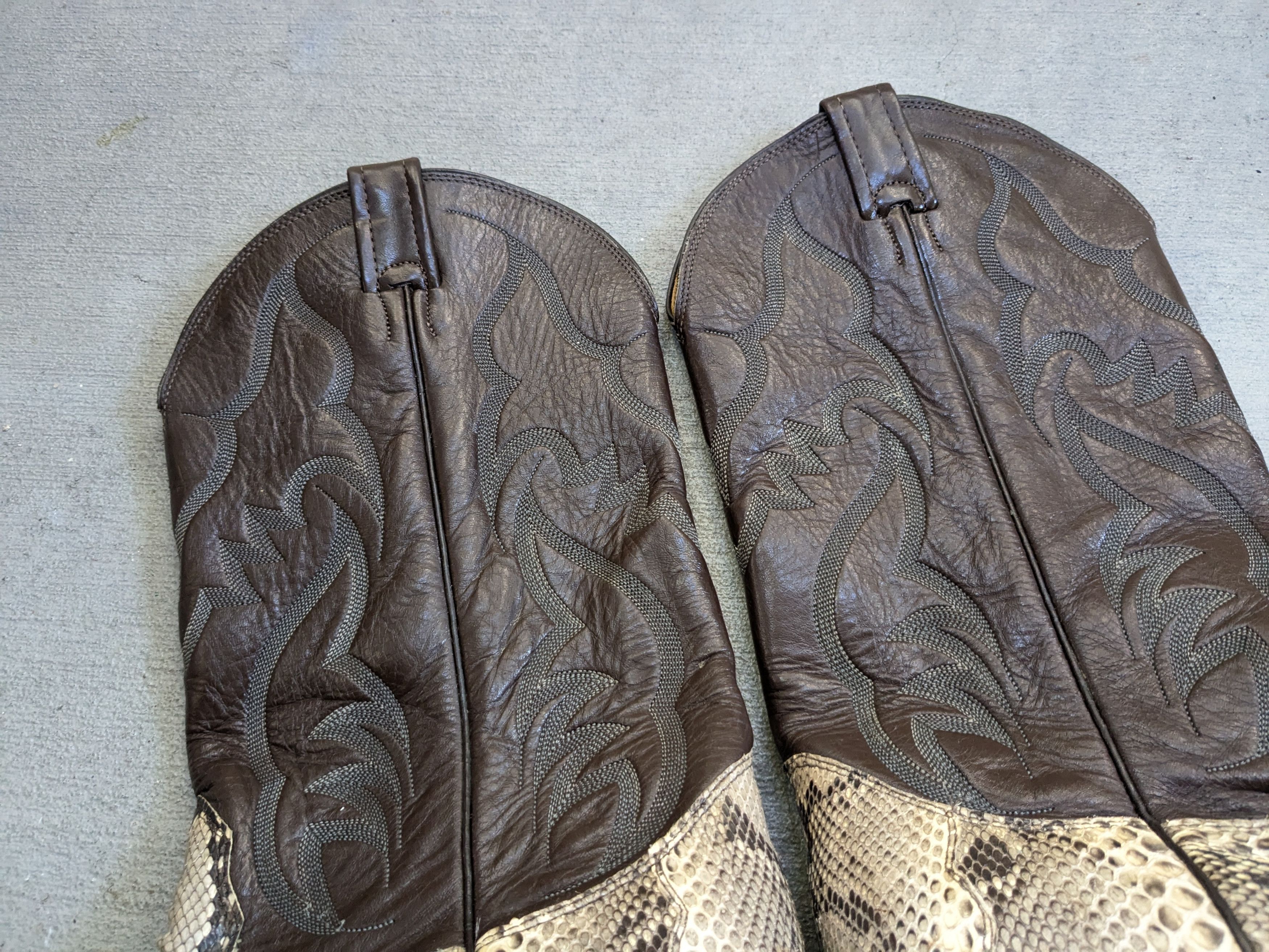 Nocona Boots Nocona Snakeskin Cowboy Boots Leather 10.5 D Python USA Size US 10.5 / EU 43-44 - 6 Thumbnail