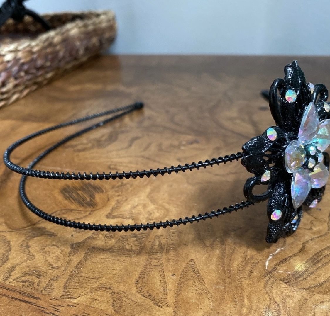 Vintage RARE VINTAGE FLORAL METAL HOLOGRAPHIC RHINESTONE HEADBAND Size ONE SIZE - 3 Thumbnail