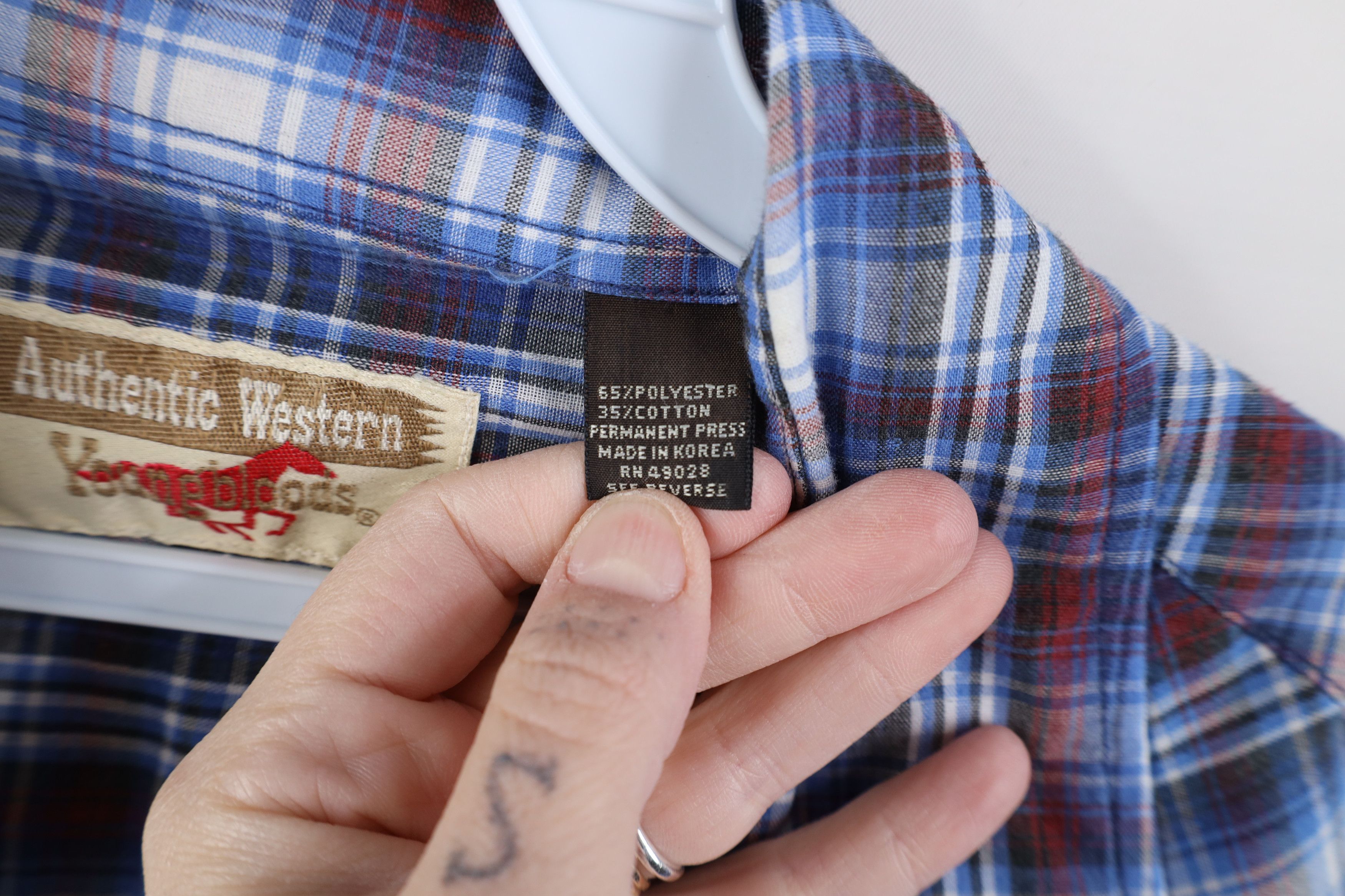 Vintage Vintage 70s Streetwear Western Snap Button Shirt Plaid Size US L / EU 52-54 / 3 - 8 Thumbnail