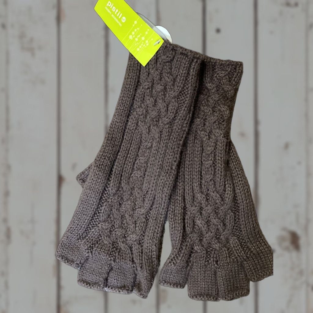 Vintage Pistil Fingerless Gloves Glove One Size Women Winter Knit 100% Acrylic Brown Boho Size ONE SIZE - 1 Thumbnail