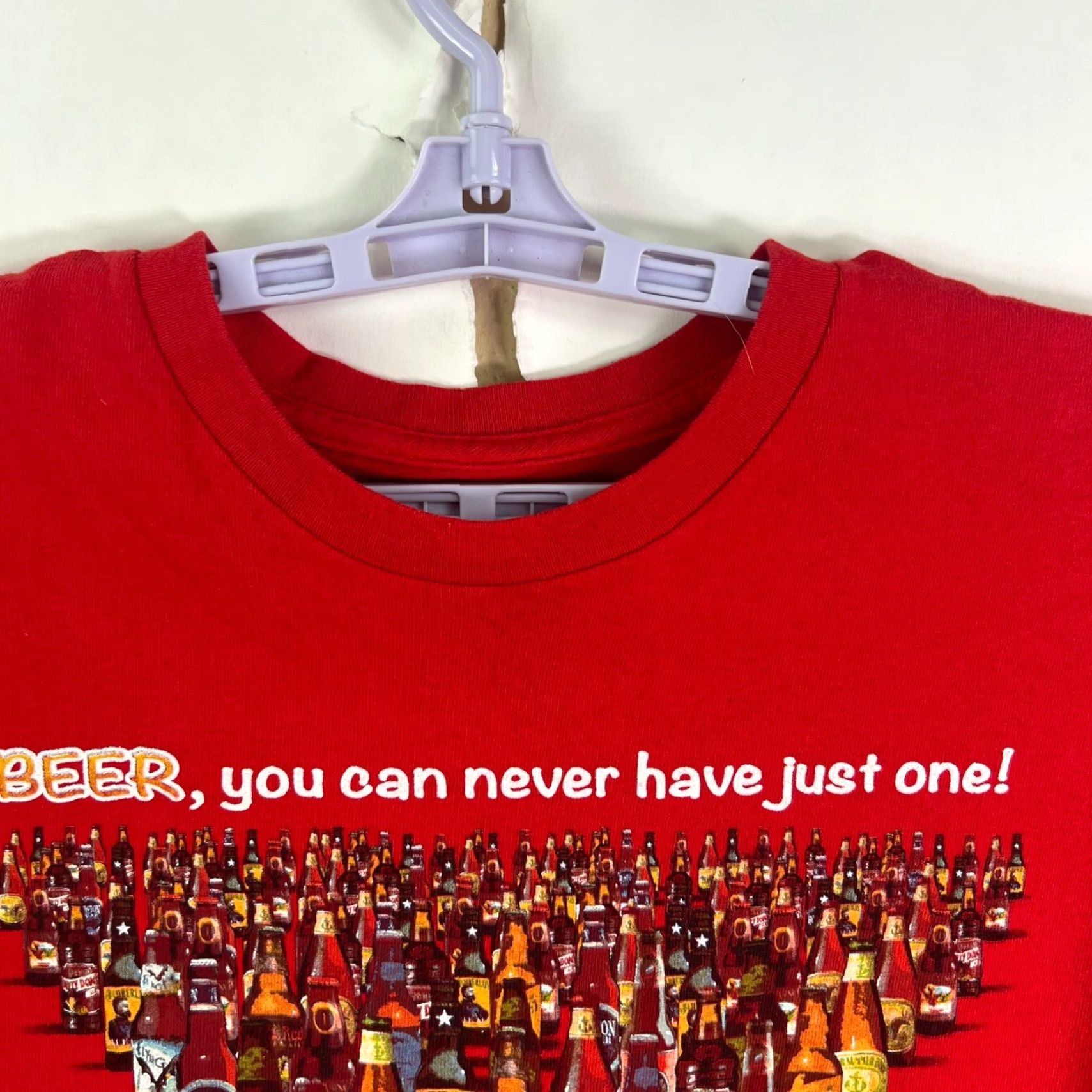 Vintage Beer You Can Never Have Just One T Shirt Mens XL Red Shirt Size US XL / EU 56 / 4 - 3 Thumbnail