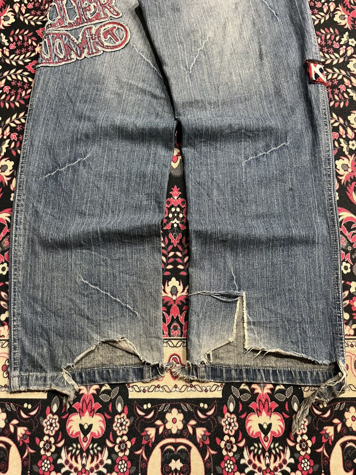 JNCO Thriller Denim Embossed Slogan High Rise Loose Baggy Jeans Size US 30 / EU 46 - 12 Thumbnail