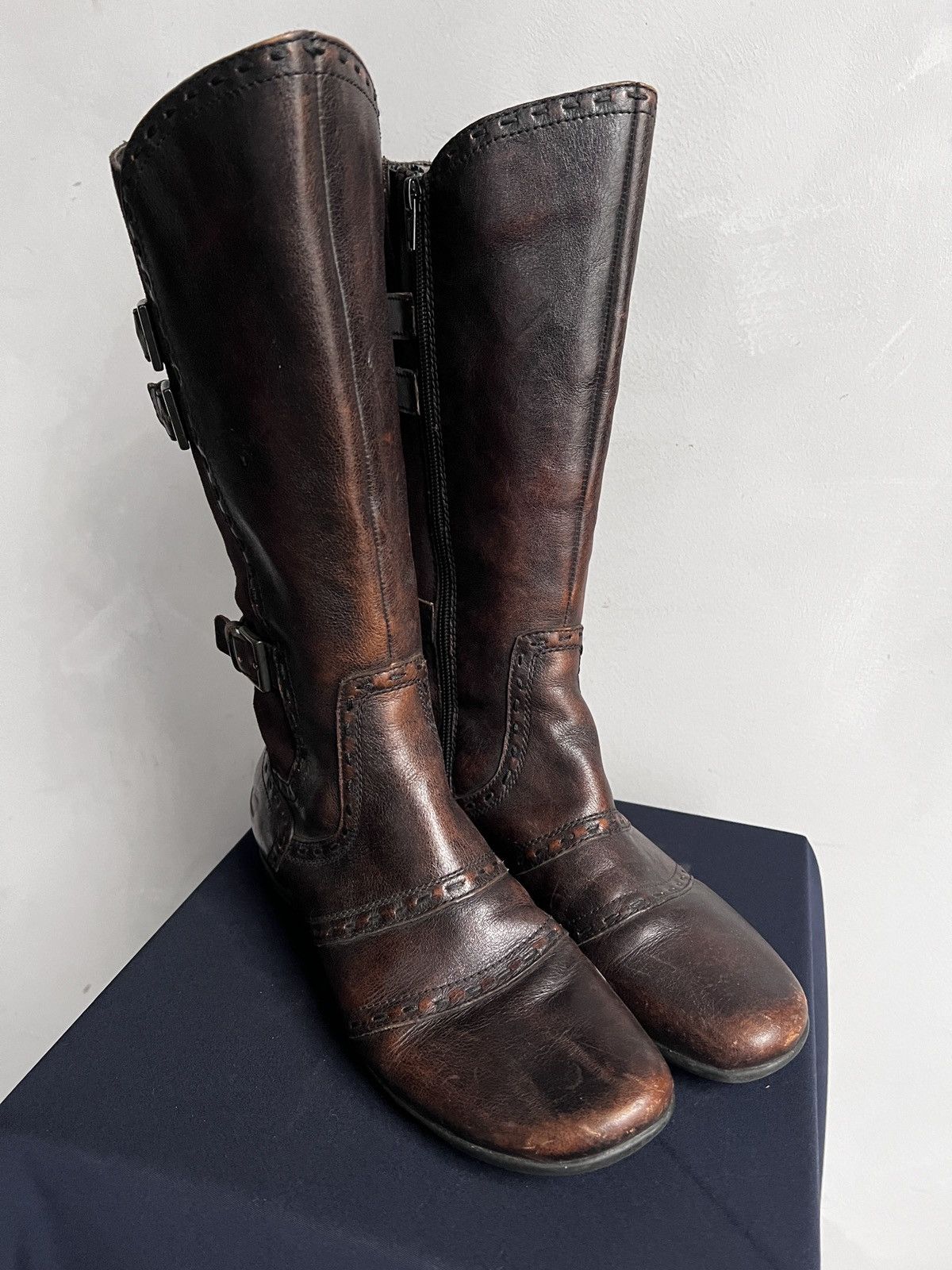 Hedi Slimane Brown leather Knee high Western Vintage Boots hedi slimane Size US 7.5 / EU 40-41 - 2 Thumbnail