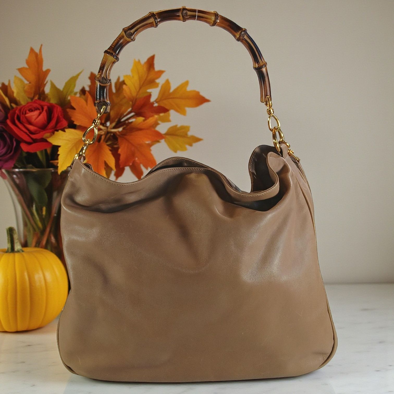 Gucci GUCCI Bamboo Shoulder/Hand Bag Leather Brown Gold Size ONE SIZE - 1 Thumbnail