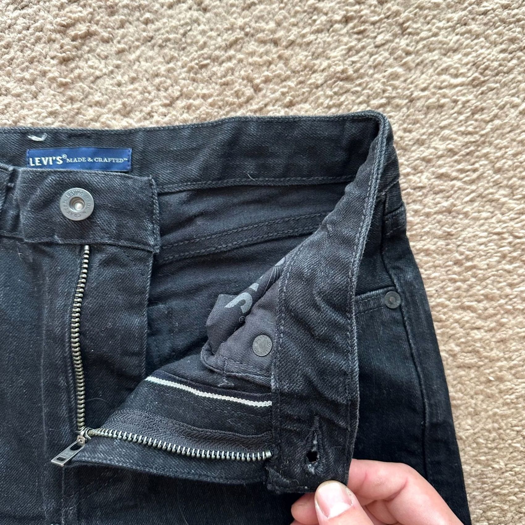 Levi's Levi's Made & Crafted Jeans Mens Black Slim Mid Rise 29x32 Denim Dark Wash Size US 29 - 4 Thumbnail
