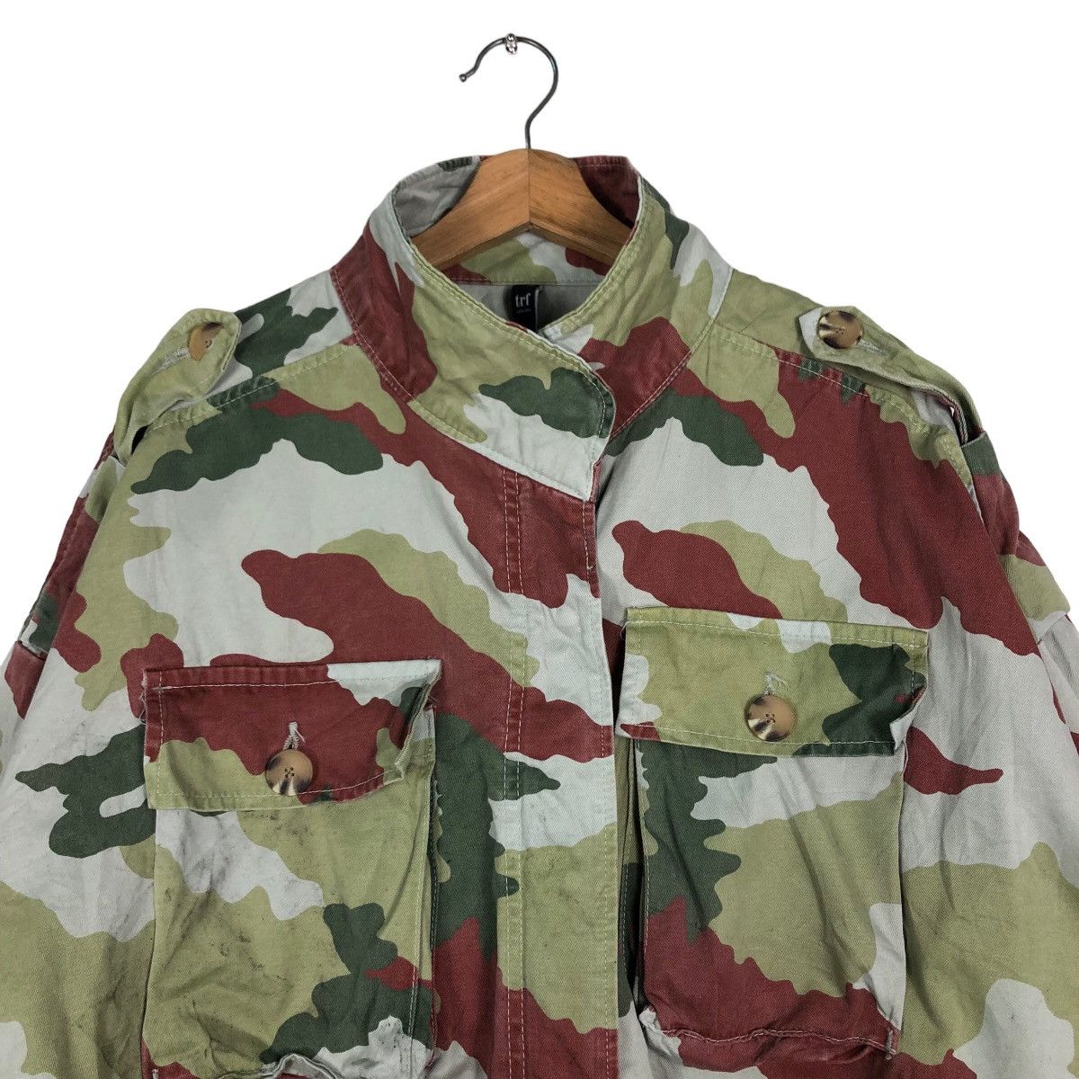 Japanese Brand 🔥Vintage Cropped Biker Jacket Trf Japan Camouflage Army Size US M / EU 48-50 / 2 - 3 Thumbnail
