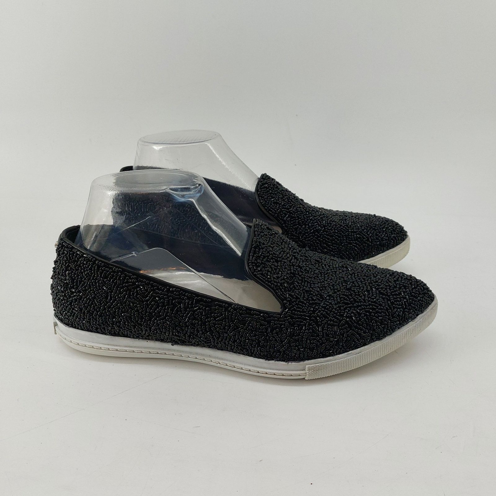 Alice + Olivia Alice + Olivia Beaded Sneaker Shoe Black Leather Point Toe Size US 9 / IT 39 - 1 Thumbnail