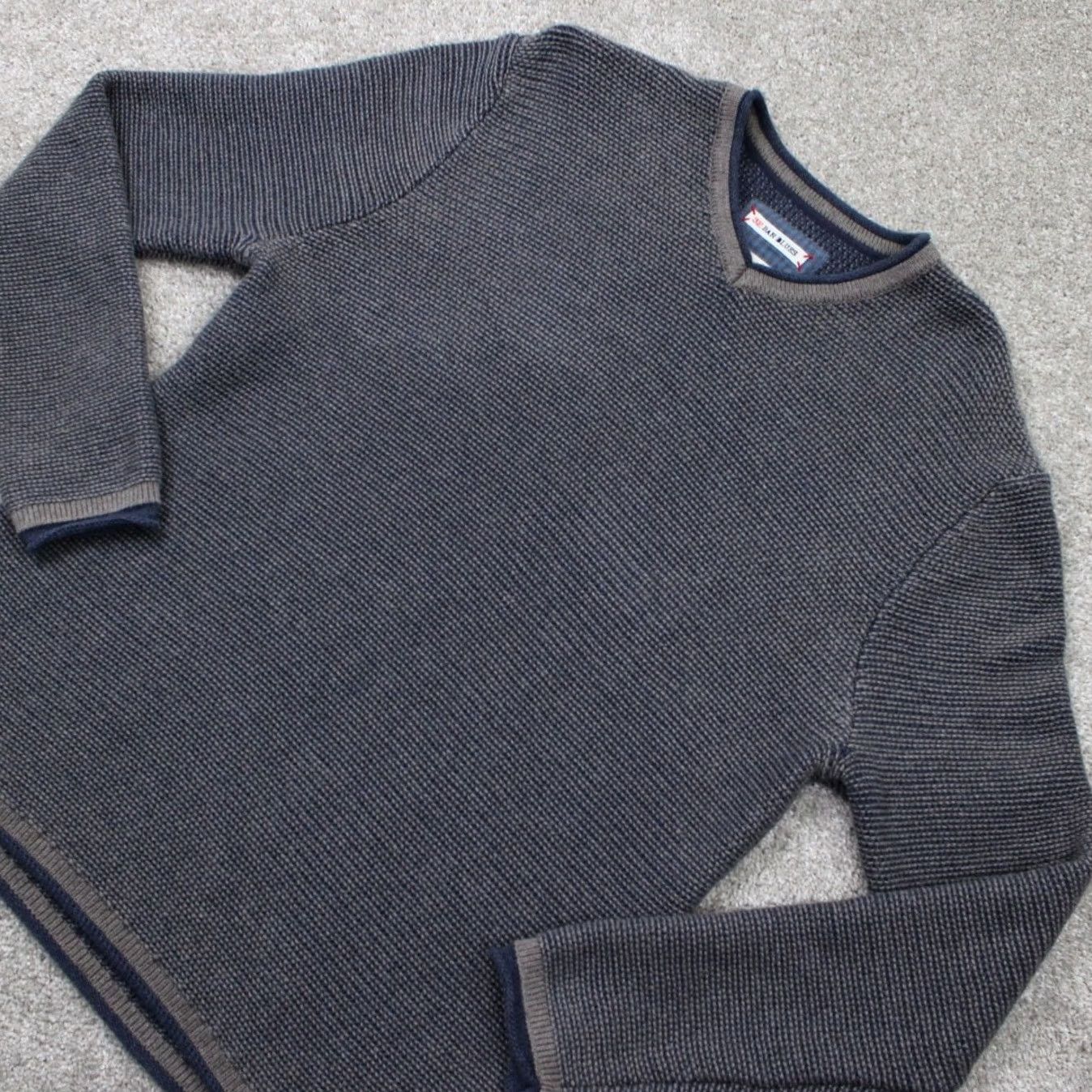 Vintage 32 Bar Blues Sweater Mens XL Blue/Gray Chunky Knit 100% Cotton L/S Sweatshirt Size US XL / EU 56 / 4 - 3 Thumbnail