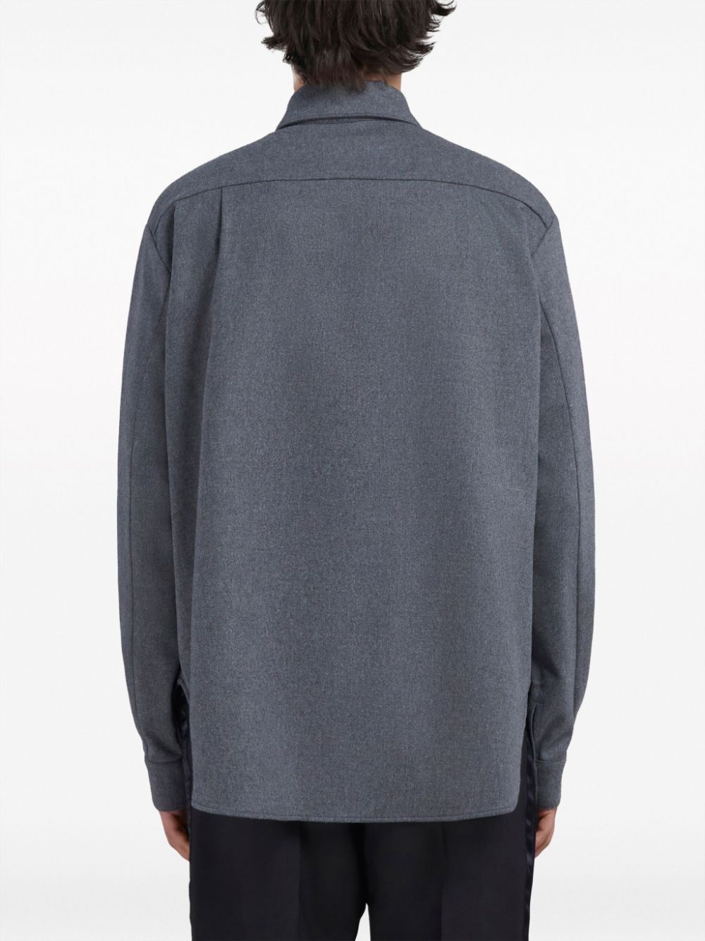 Marni o1w1db10125 Logo-Patch Long-Sleeve Shirt in Dark Grey Size US L / EU 52-54 / 3 - 4 Thumbnail