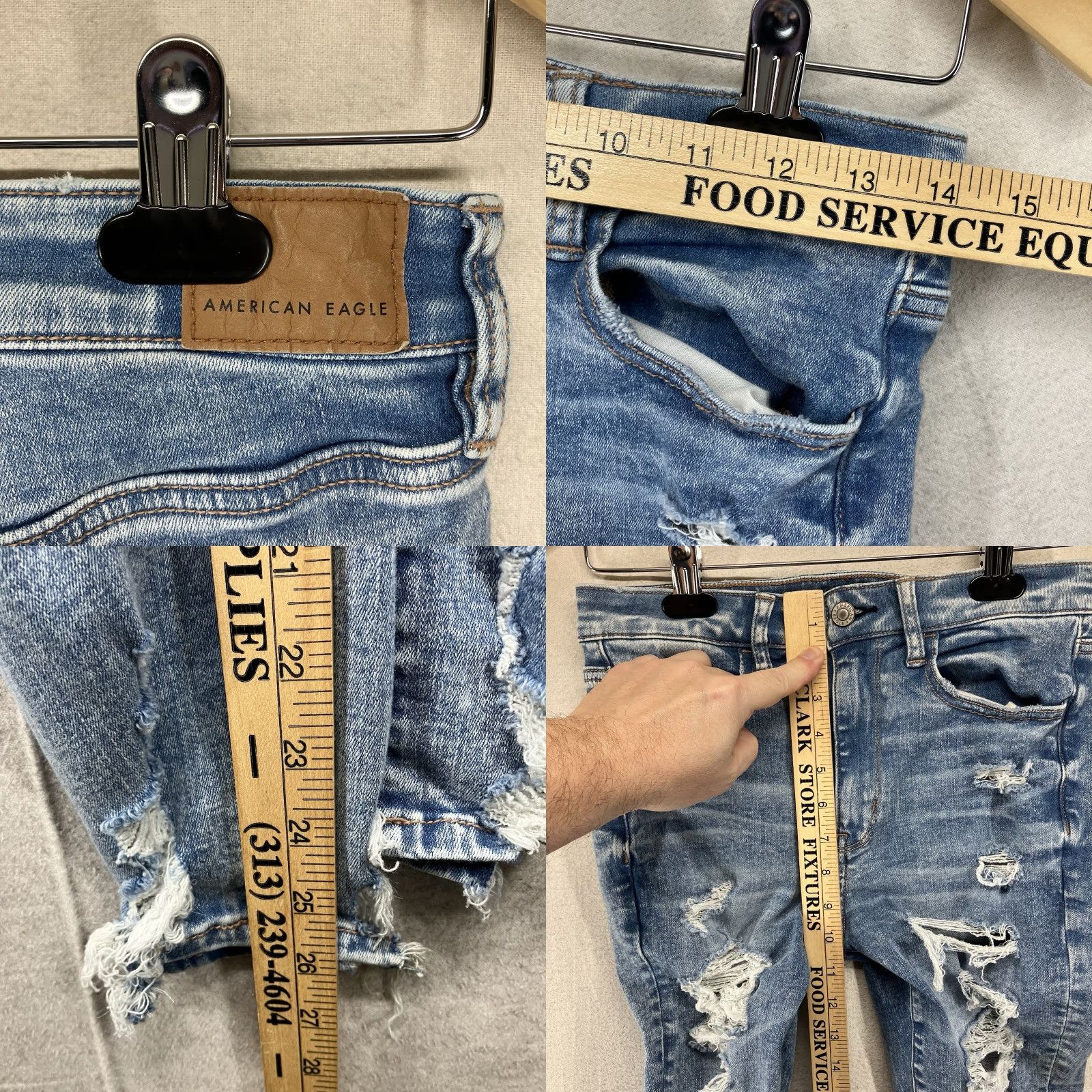American Eagle Outfitters American Eagle Outfitters Jeggings Women 6 Short Distressed Blue Next Level Stretch Super Hi Rise 5-Pocket Design Size 28" / US 6 / IT 42 - 10 Thumbnail