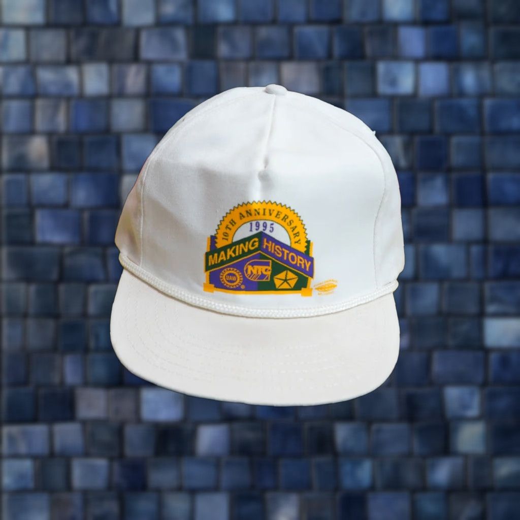 Vintage VINTAGE UAW Chrysler Cars Auto Workers USA Made White Hat Cap OSFM EUC Size ONE SIZE - 1 Thumbnail