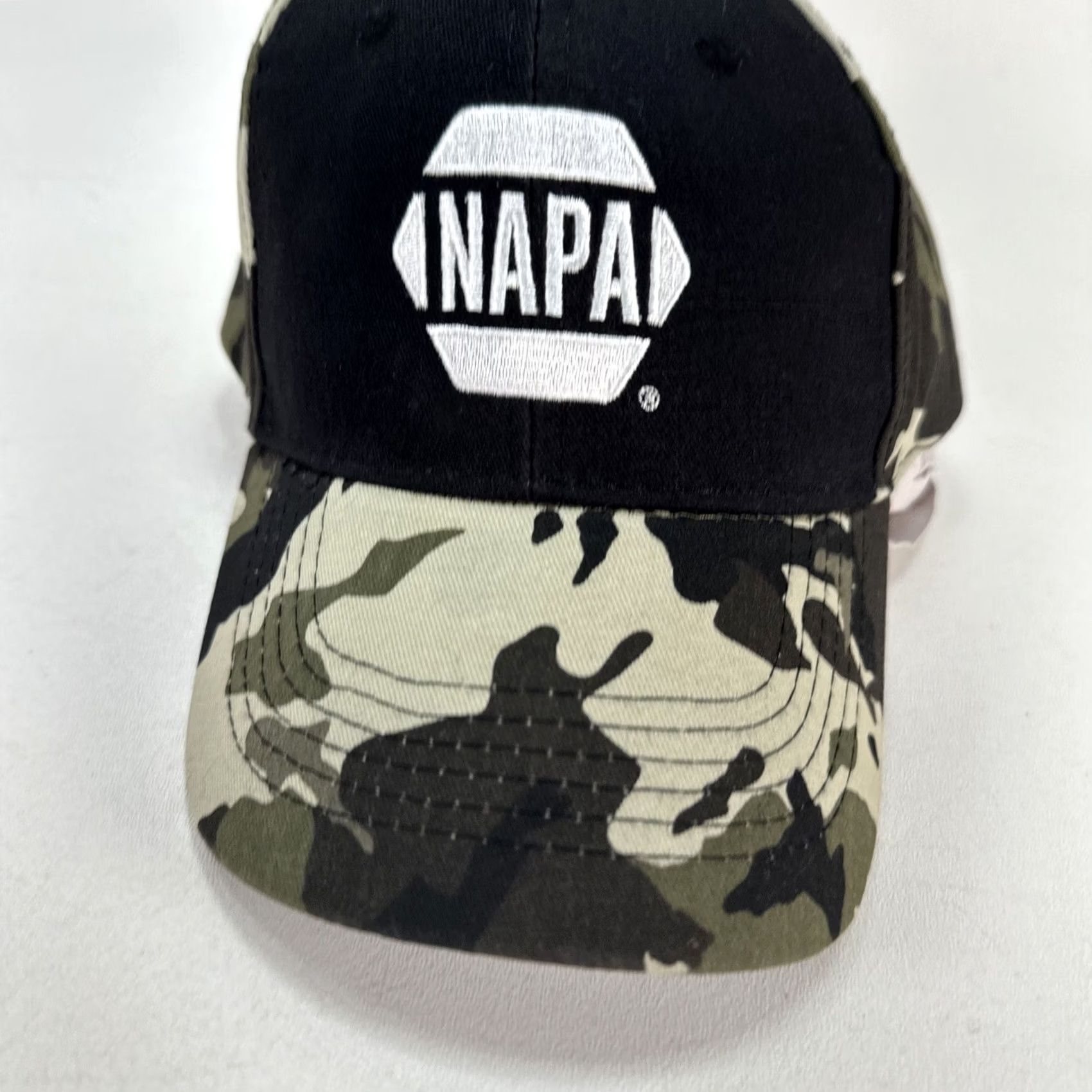Logo 7 NAPA Hat Cap Camo Embroidered White Logo Black Front Strap Back Baseball Cap Men Adjustable Twill Camouflage Size ONE SIZE - 2 Thumbnail