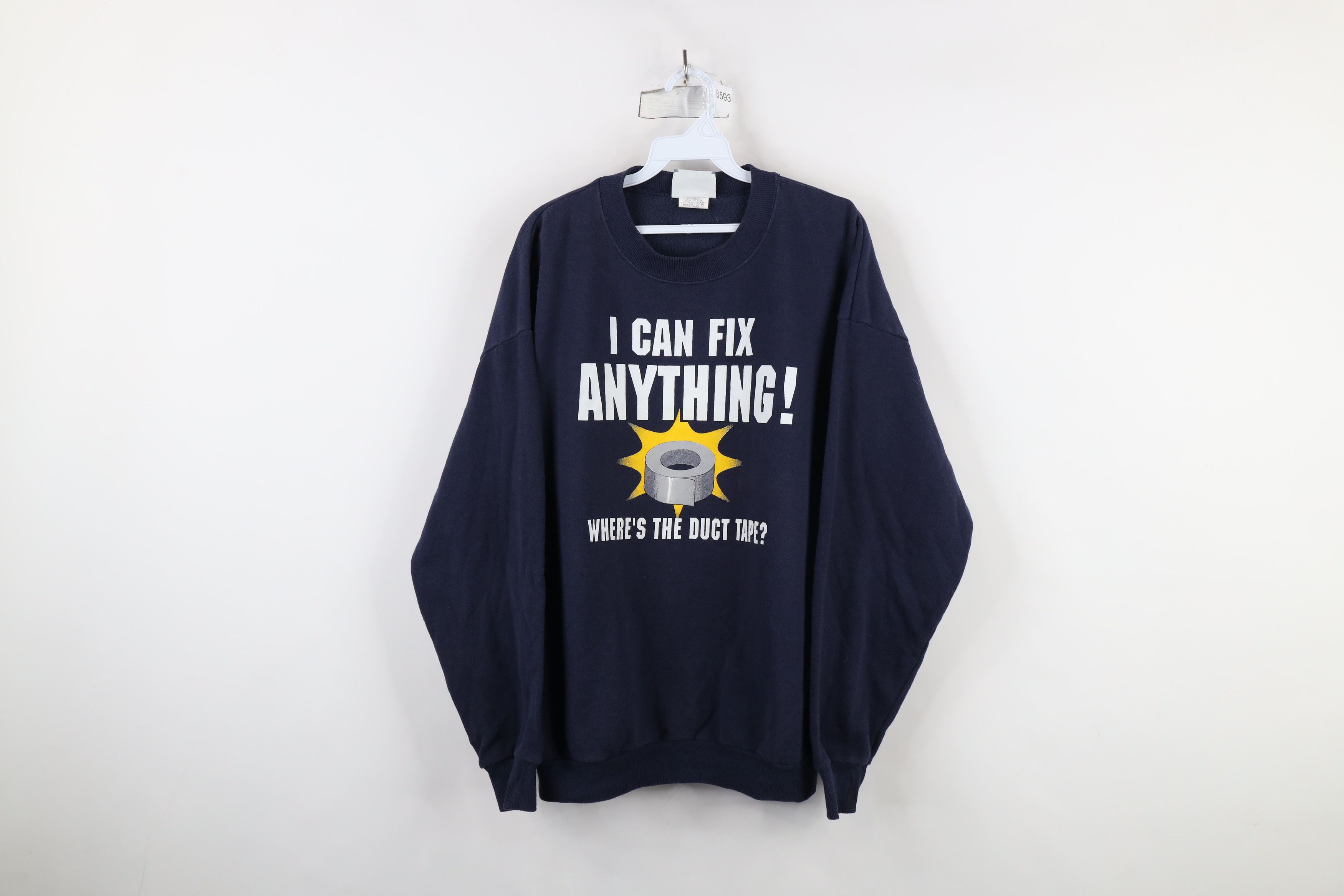 Vintage Vintage 90s I Can Fix Anything Duct Tape Sweatshirt USA Size US XL / EU 56 / 4 - 1 Thumbnail