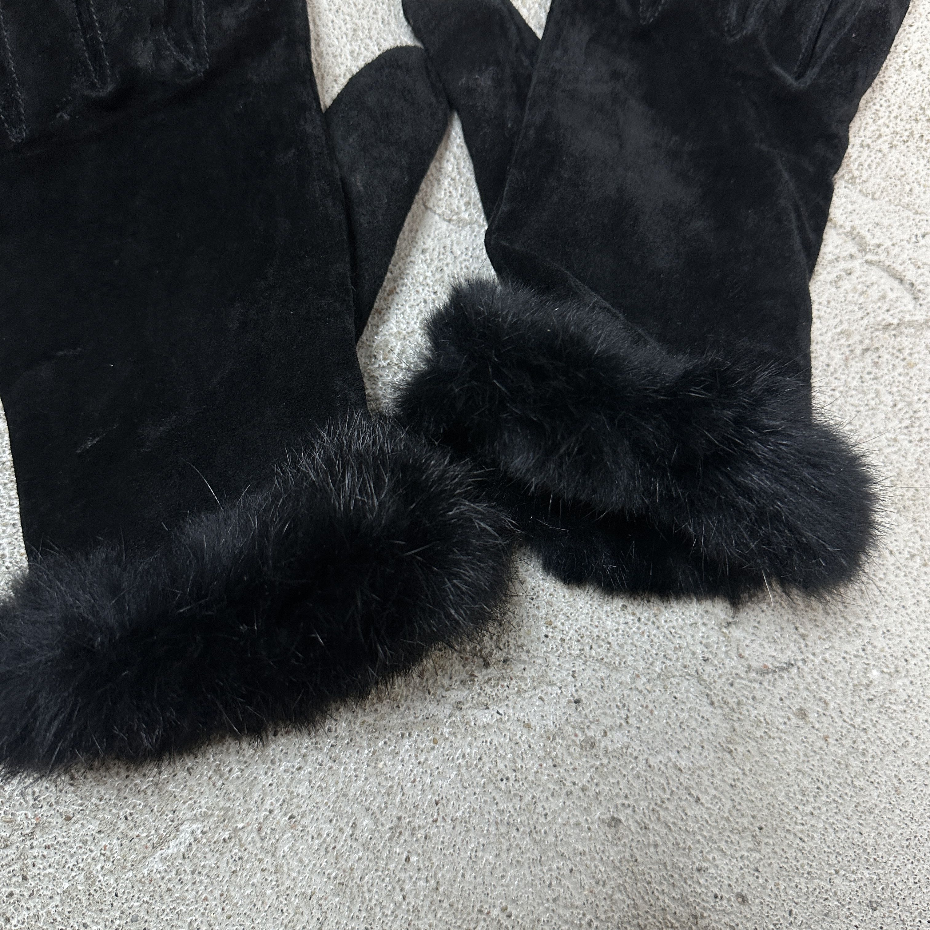 Vintage Leather Gloves with Fur Vintage Size ONE SIZE - 5 Thumbnail