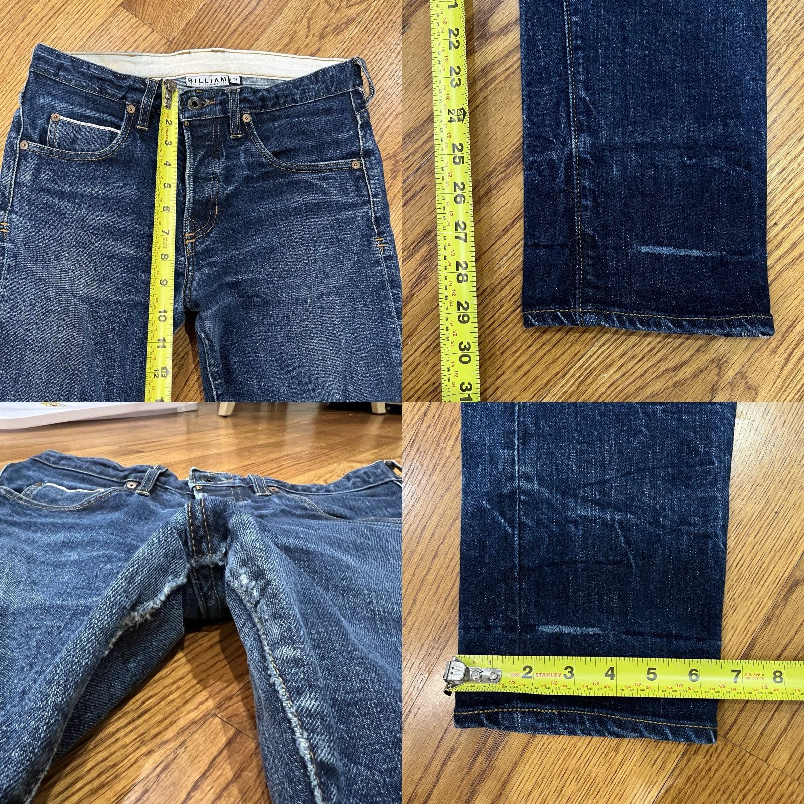 Denime BILLIAM Jeans Men’s 31x30 Straight Leg Blue Denim USA Made Luxury Quality Size US 31 - 8 Thumbnail